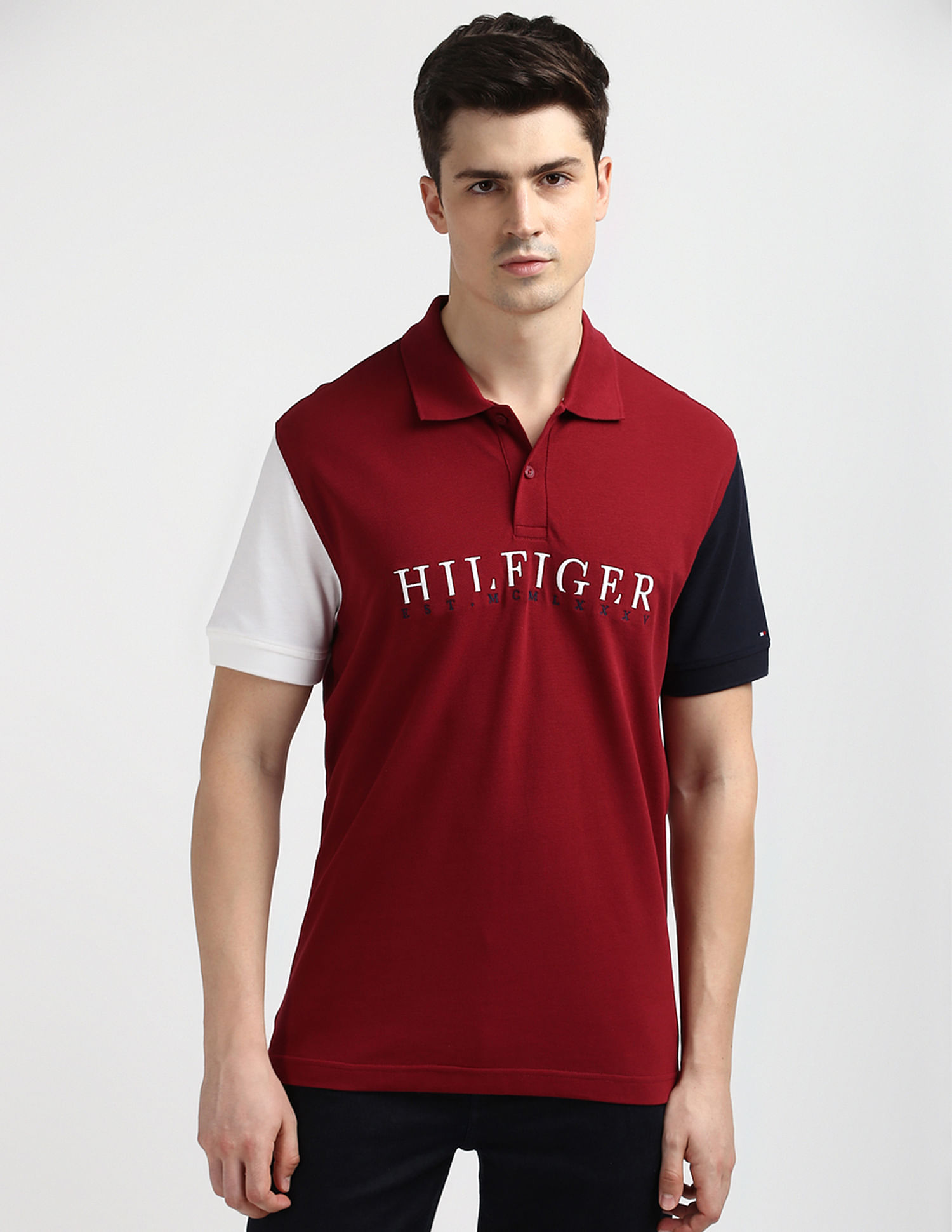 Tommy Hilfiger Colour Block Embroidered Polo Shirt