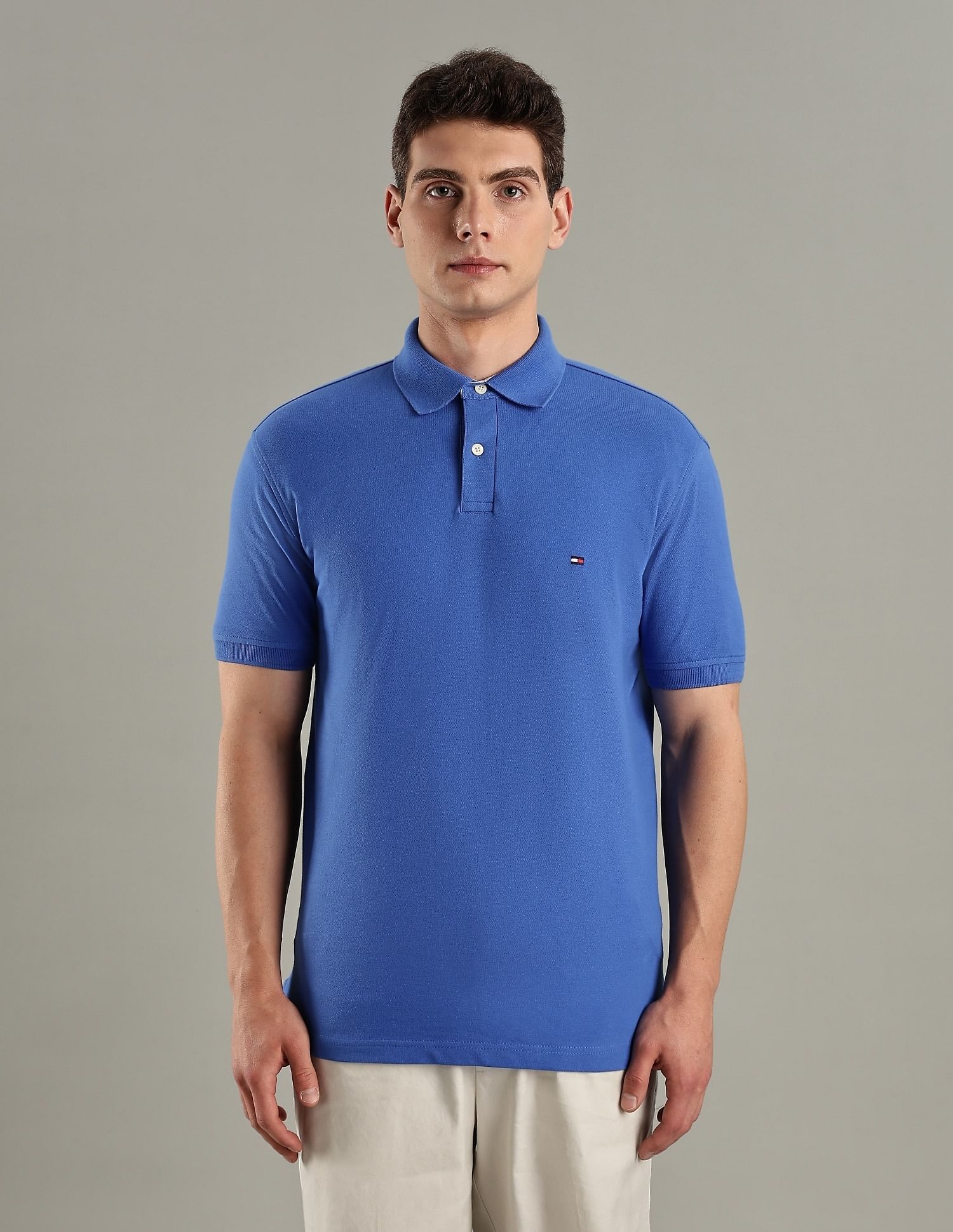 Tommy Hilfiger Solid Regular-Fit Cotton Polo T-Shirt