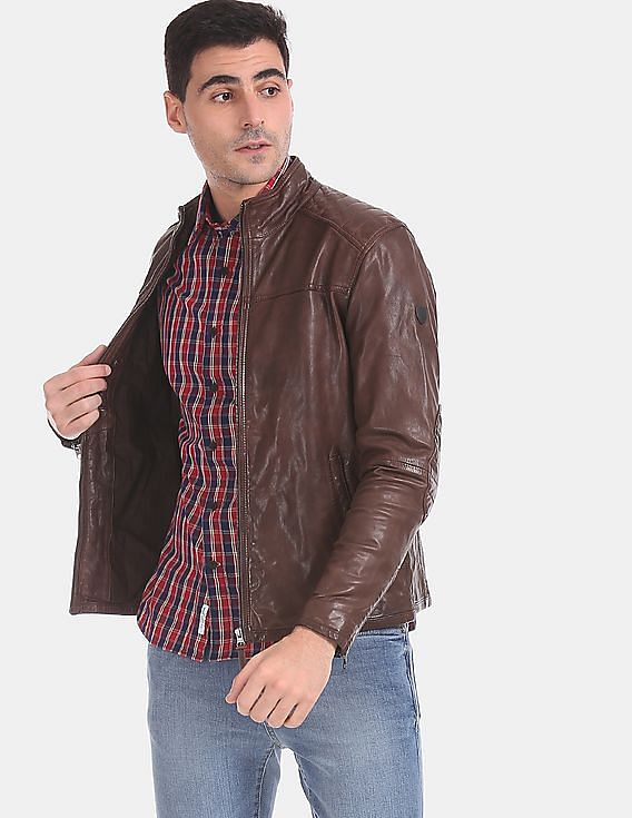 Us polo best sale brown leather jacket