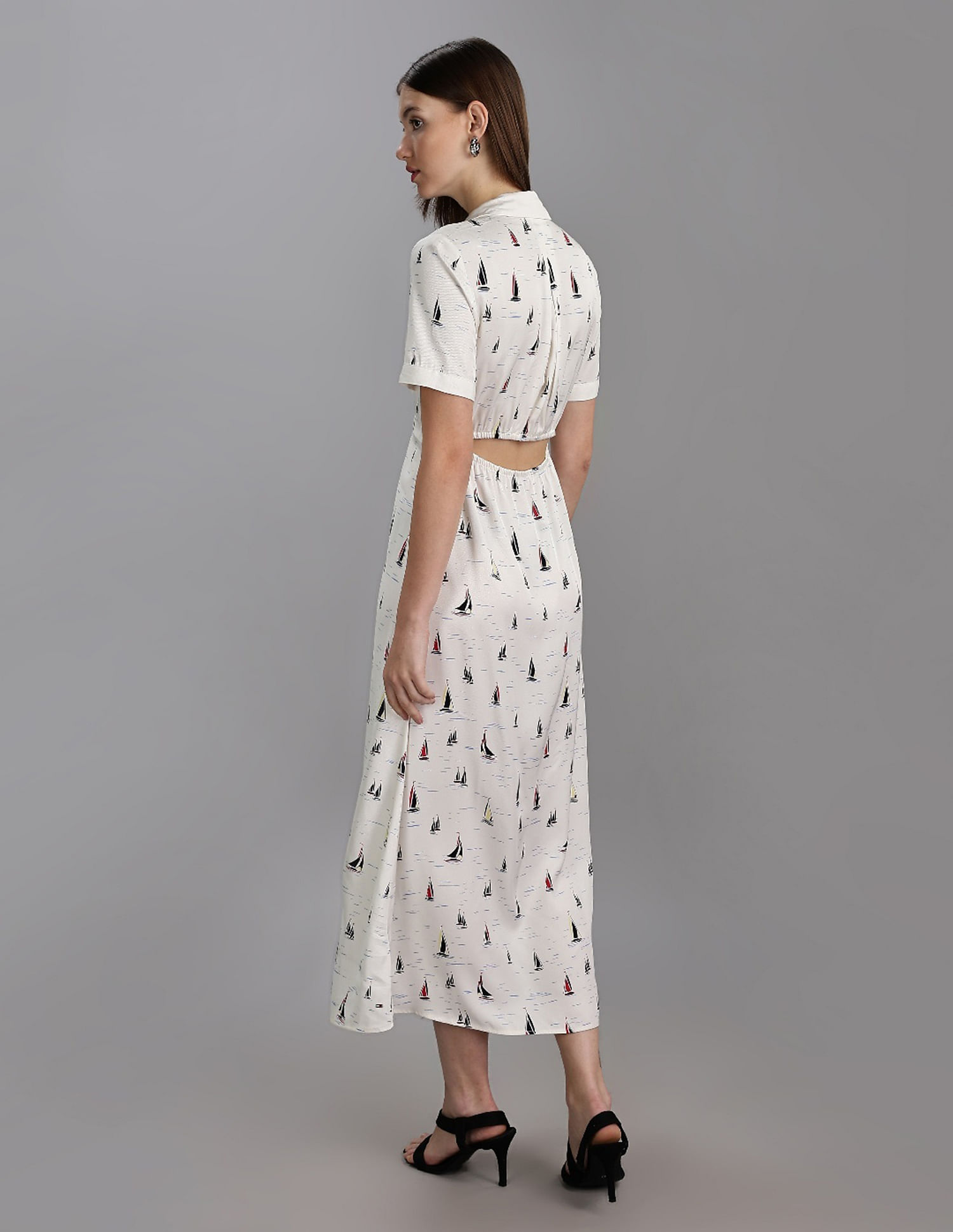 Tommy Hilfiger Viscose Spread Collar A-Line Dress