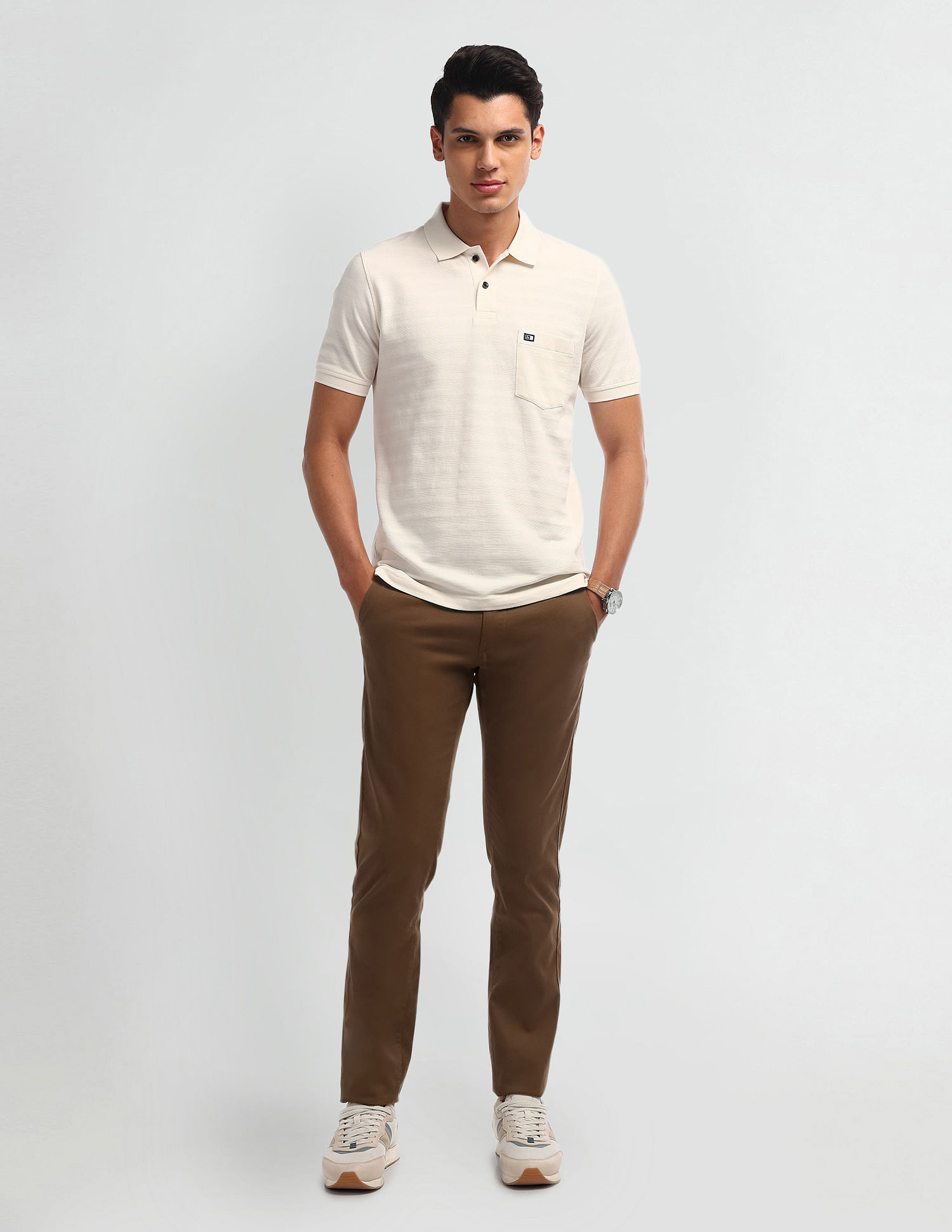 Arrow Sport Horizontal Stripe Cotton Polo Shirt