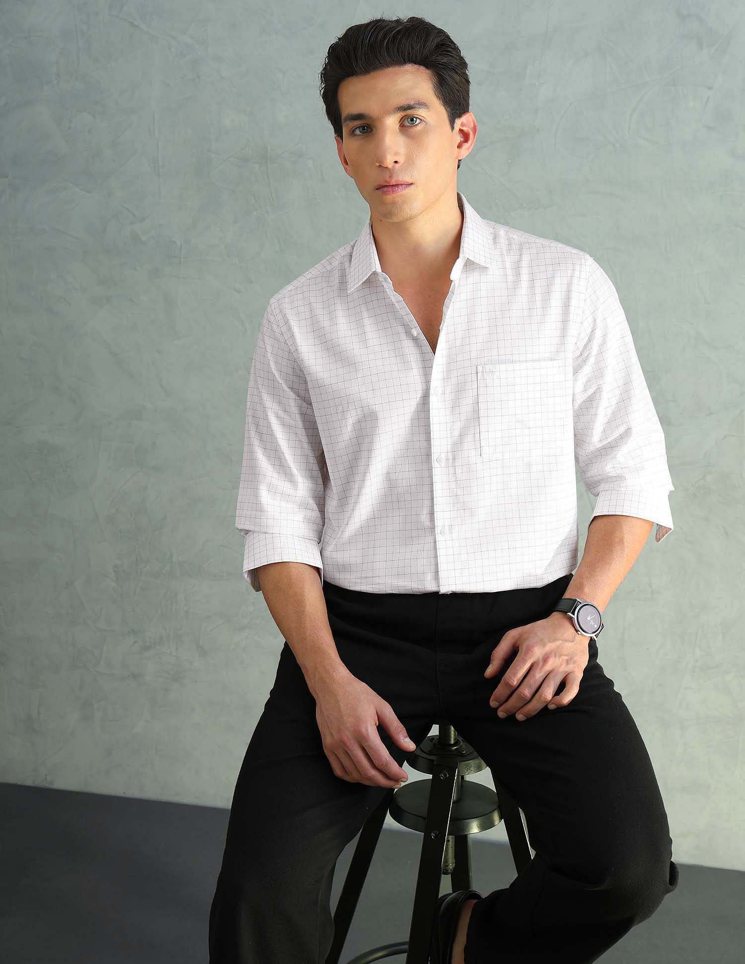 Arrow Slim Fit Checked Smart Formal Shirt