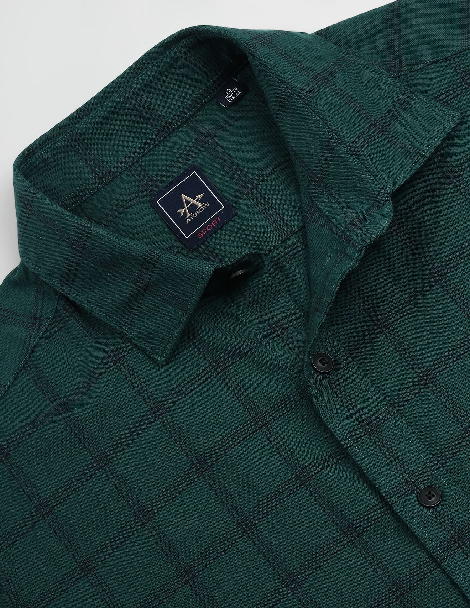 Arrow Sports Windowpane Check Cotton Shirt