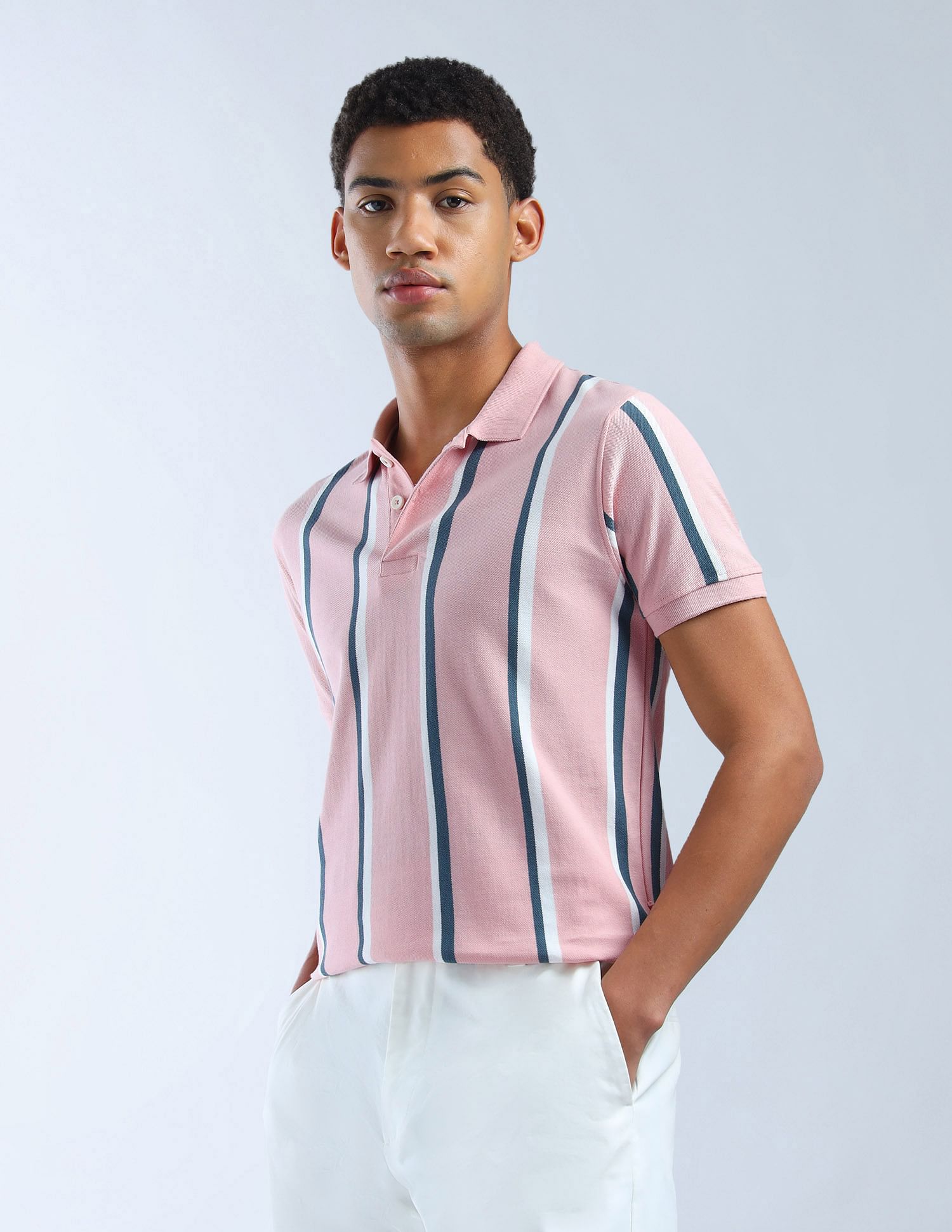 Flying Machine Vertical Striped Digitopia Polo Shirt