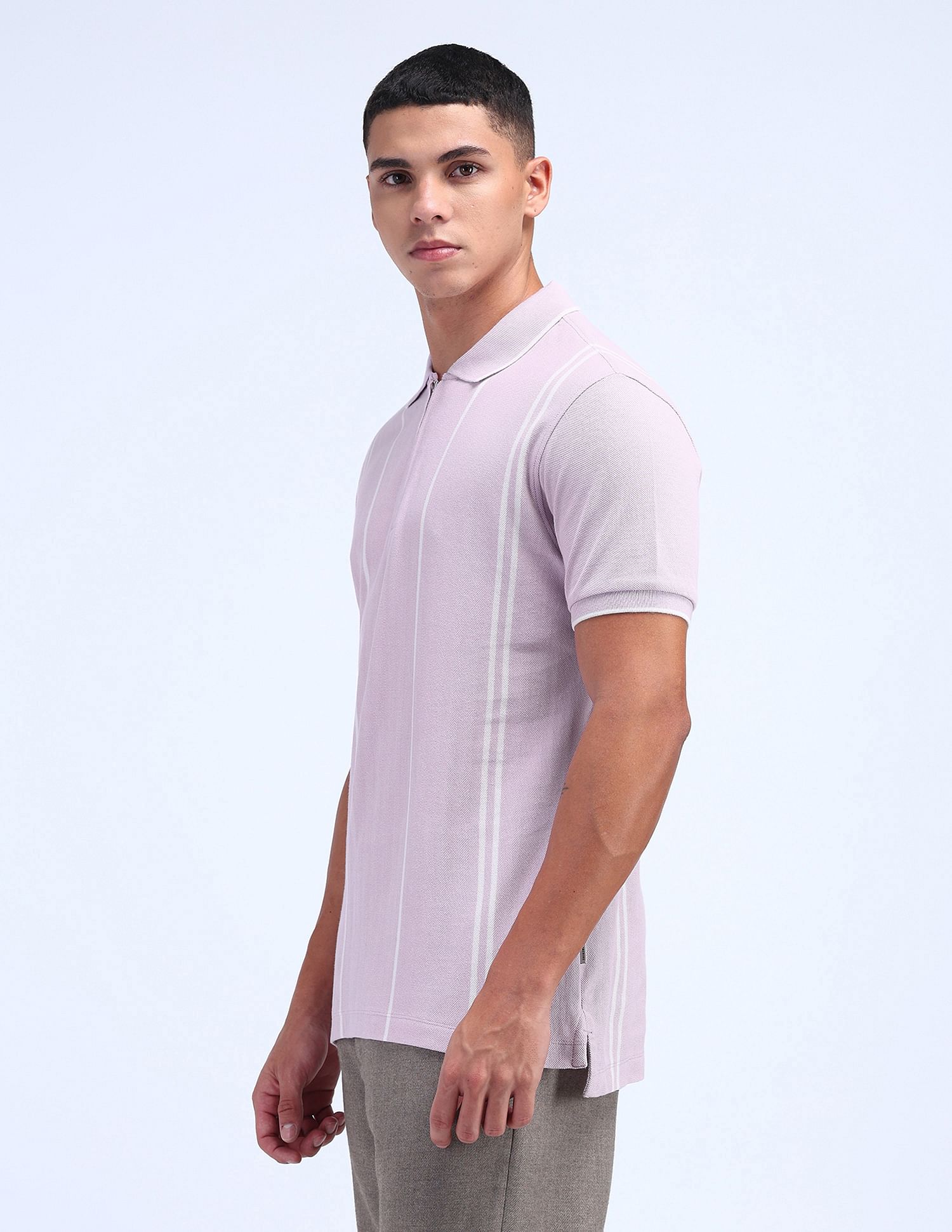 Flying Machine Vertical Striped Regular Polo Shirt