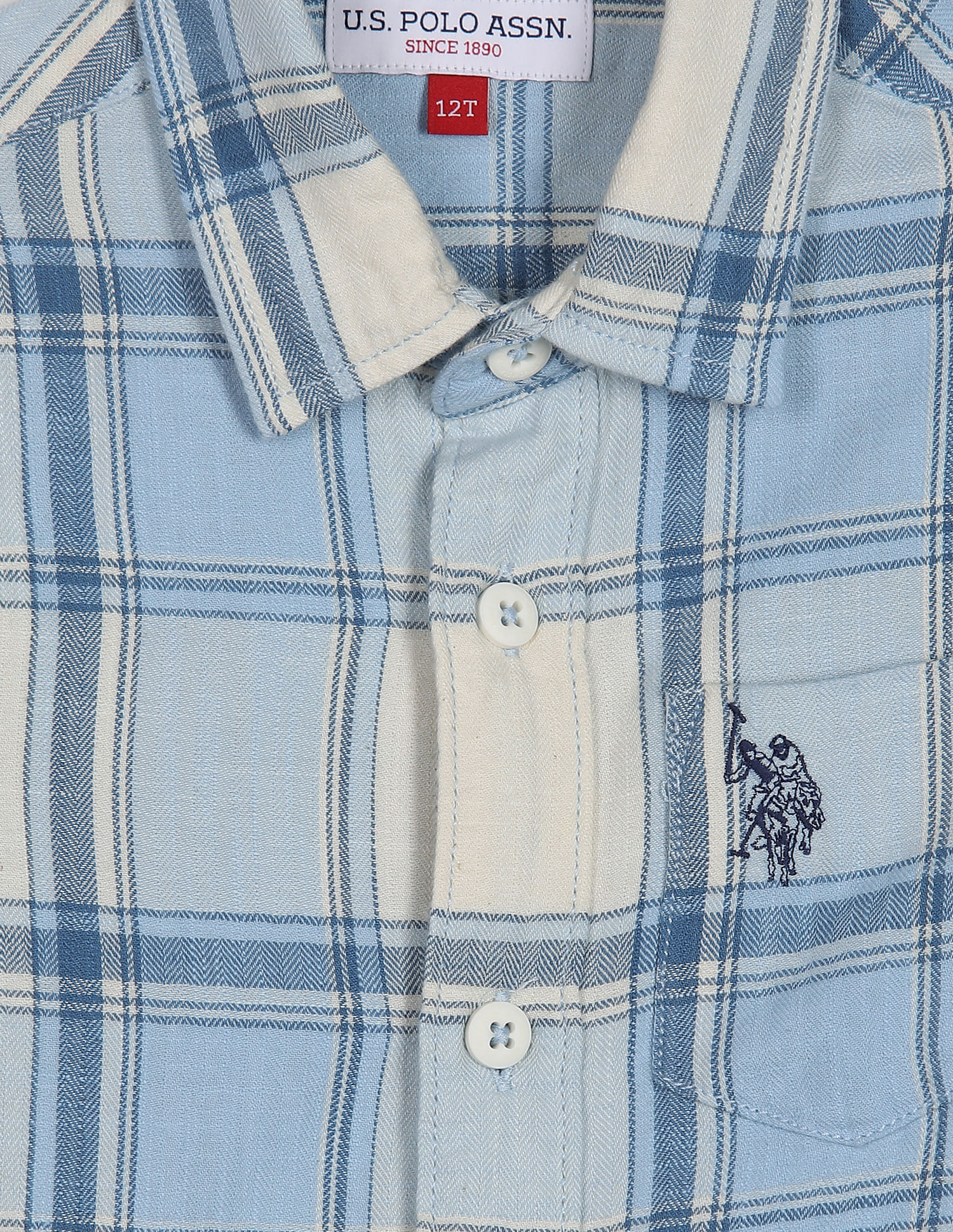 U.S. Polo Assn. Kids Boys Tartan Check Herringbone Weave Shirt