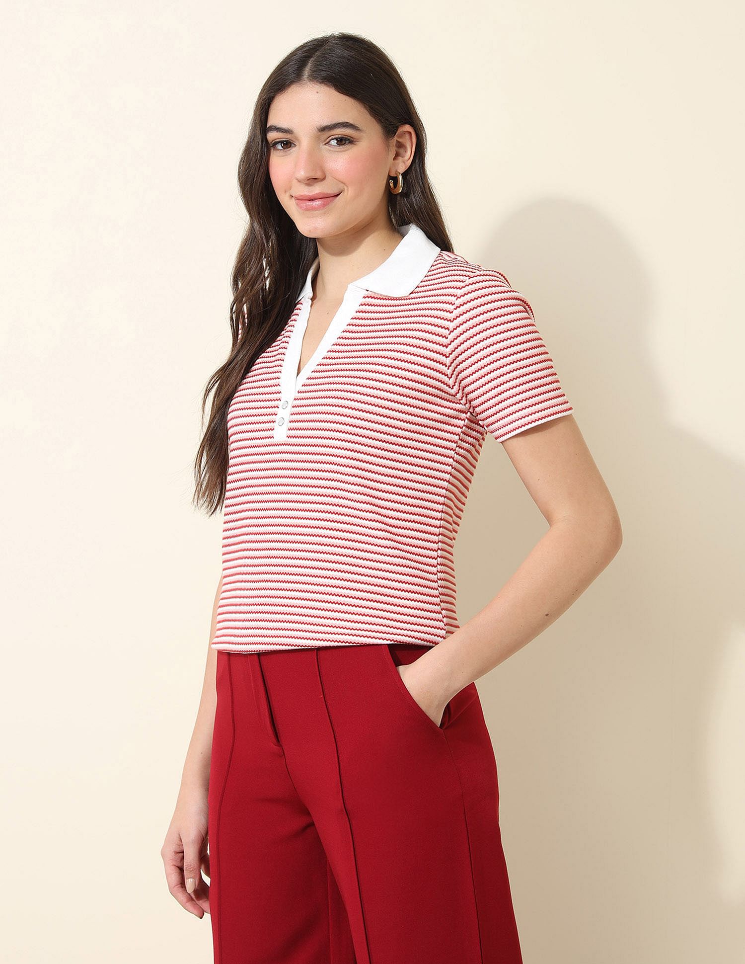 U.S. Polo Assn. Women Relaxed Fit Striped Polo Shirt