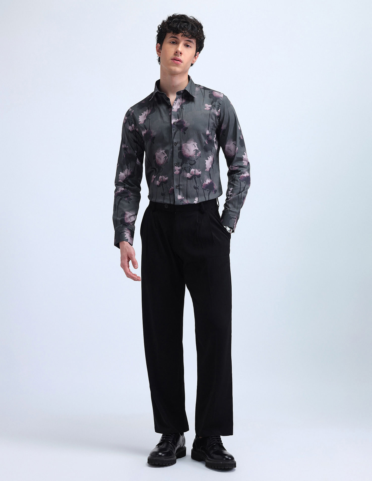 Flying Machine Floral Pattern Satin Shirt