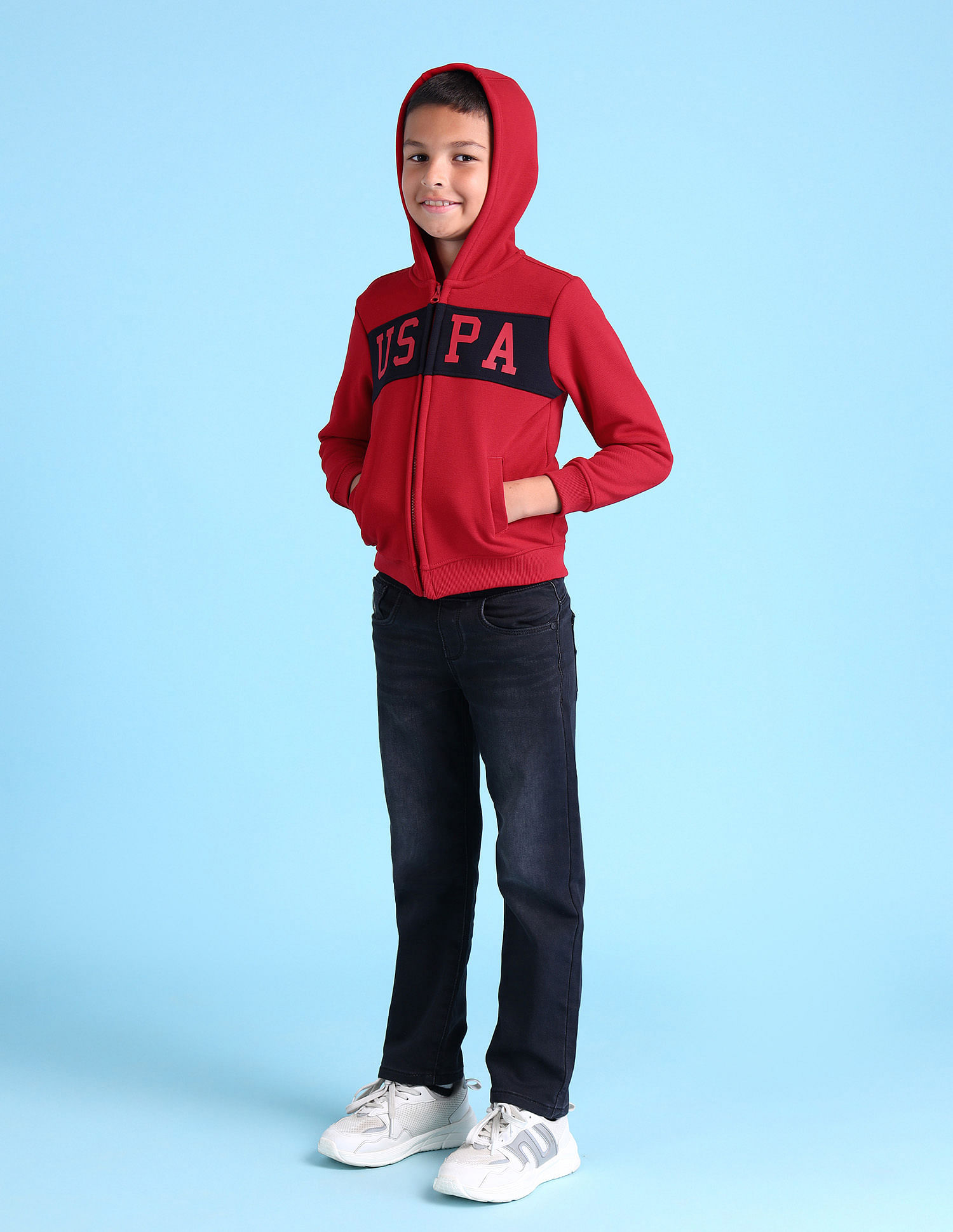 U.S. Polo Assn. Kids Boys Brand Printed Hooded Sweatshirt
