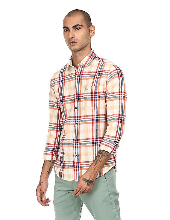 U.S. Polo Assn. Denim Co. Spread Collar Check Casual Shirt