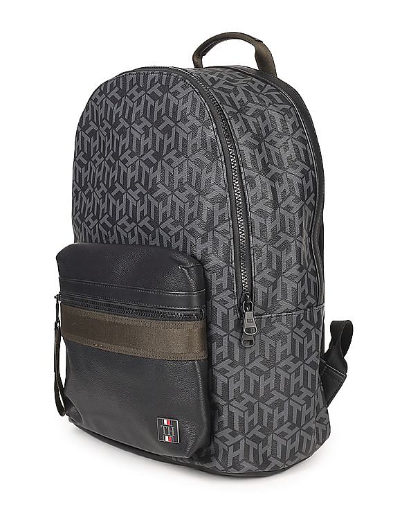 Buy Tommy Hilfiger Men Black Monogram Embossed Laptop Backpack - NNNOW.com