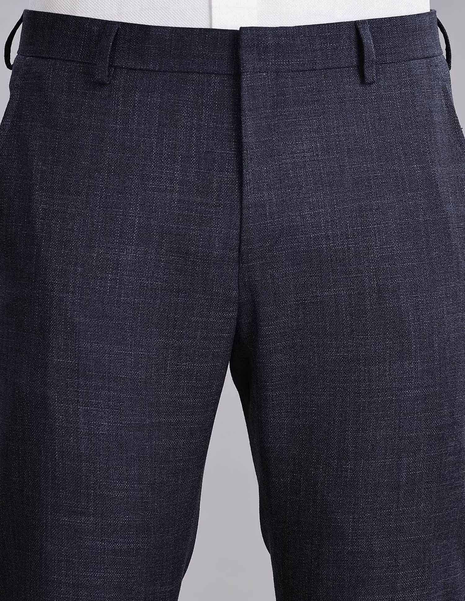 Tommy Hilfiger Regular-Fit Self-Design Mid Rise Trousers