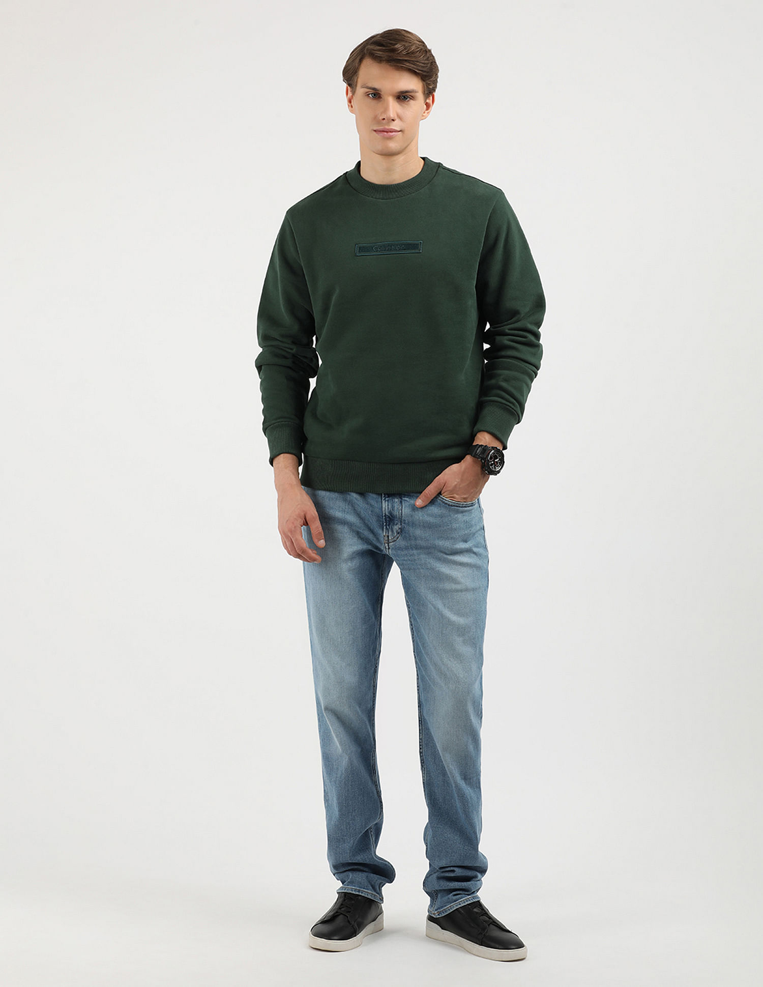 Calvin Klein Jeans Embroidered Logo Crew Neck Sweatshirt
