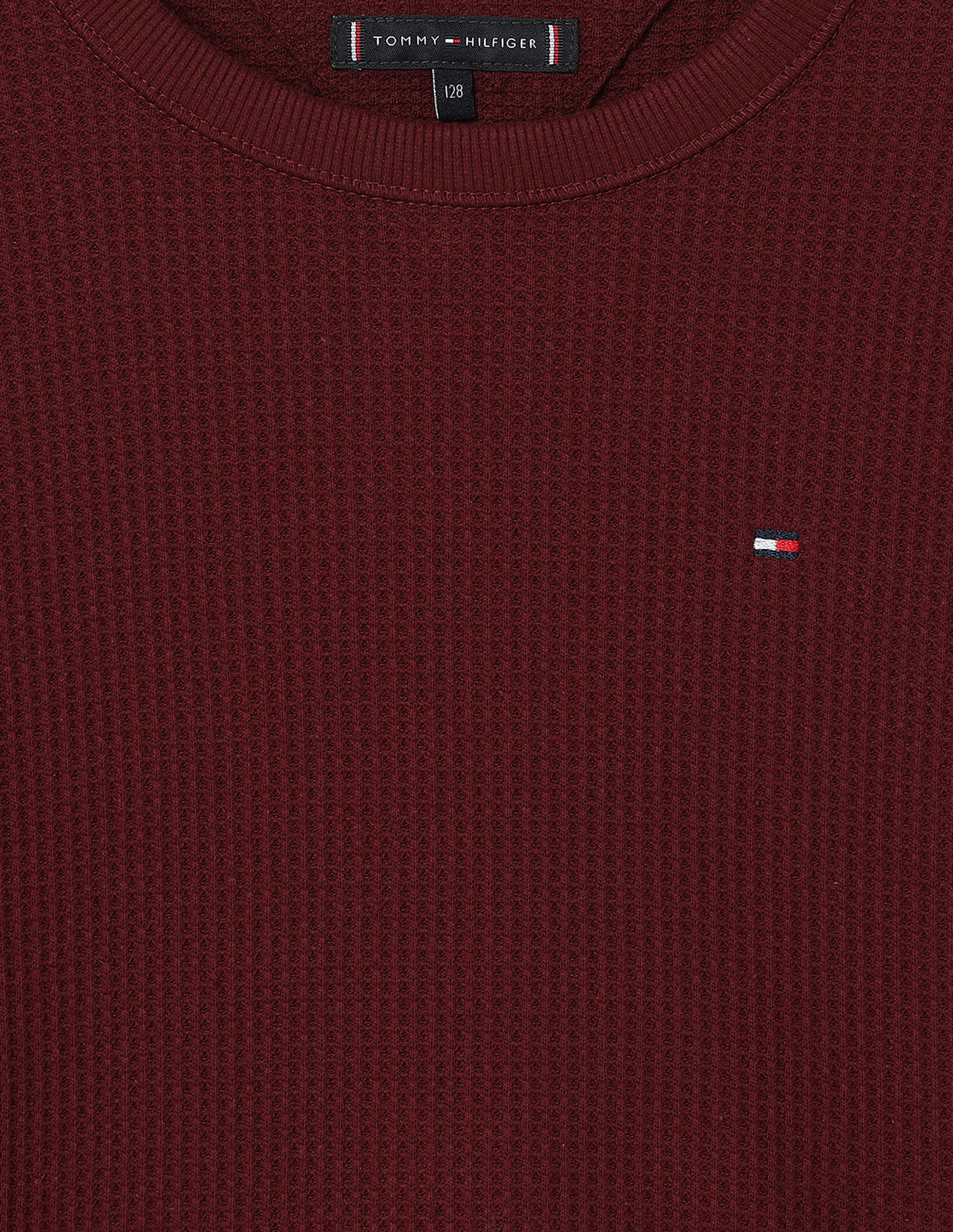 Tommy Hilfiger Kids Boys Round Neck Waffle Cotton T-Shirt
