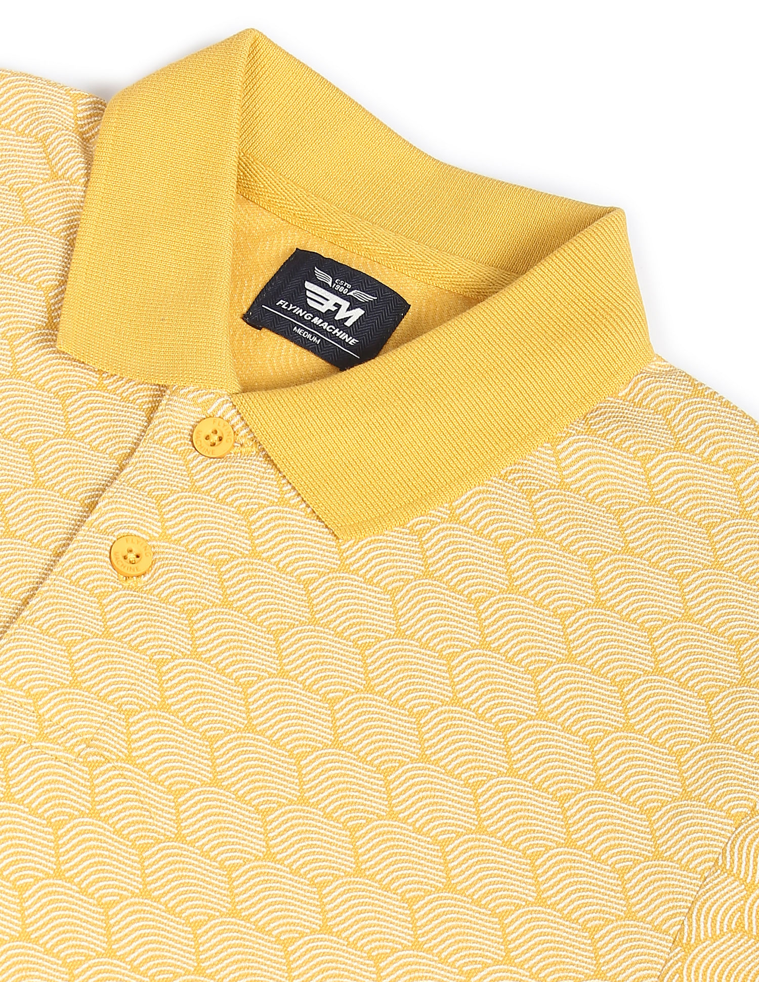 Flying Machine All Over Geometric Print Cotton Polo Shirt