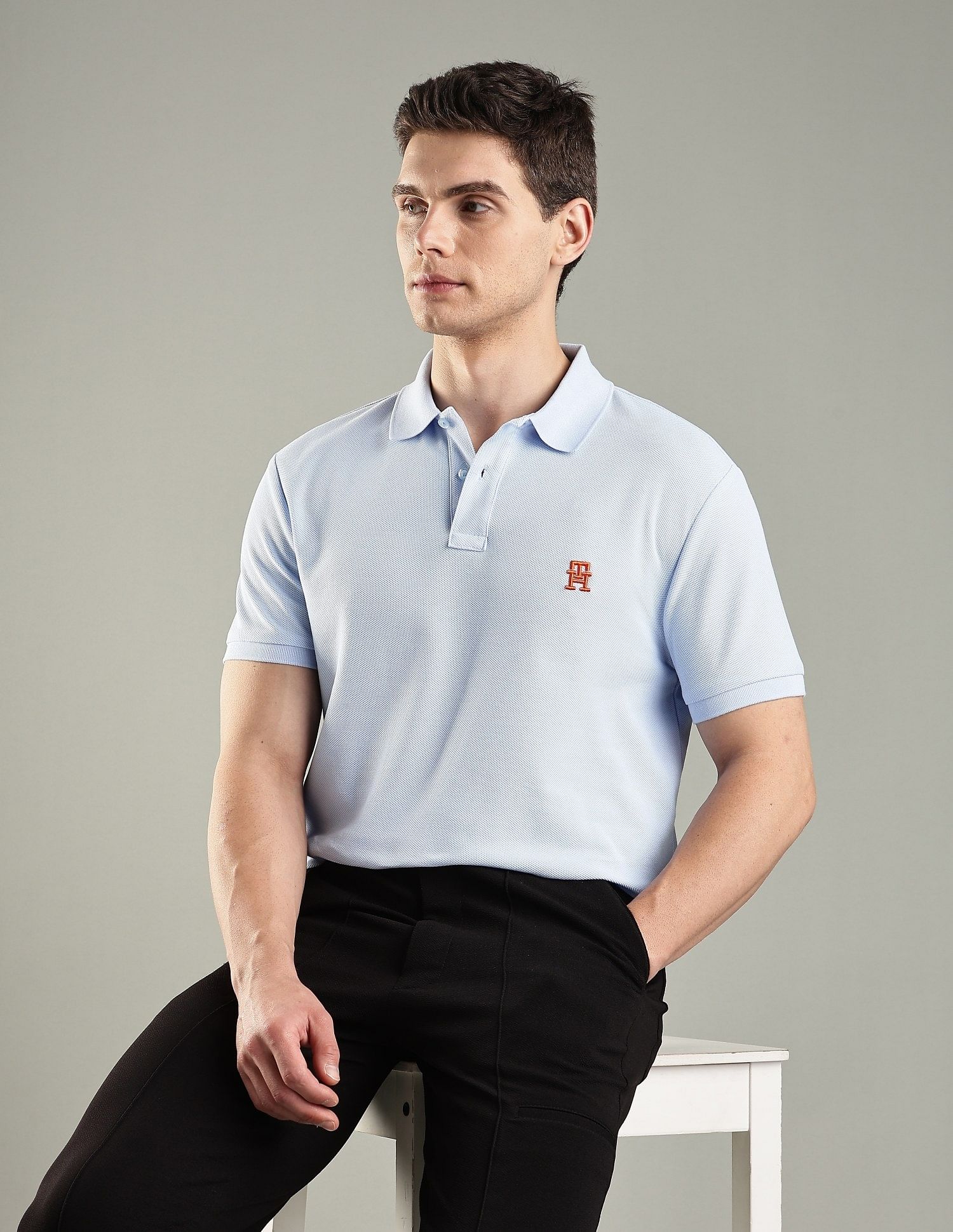 Tommy Hilfiger Solid Regular-Fit Cotton Polo T-Shirt