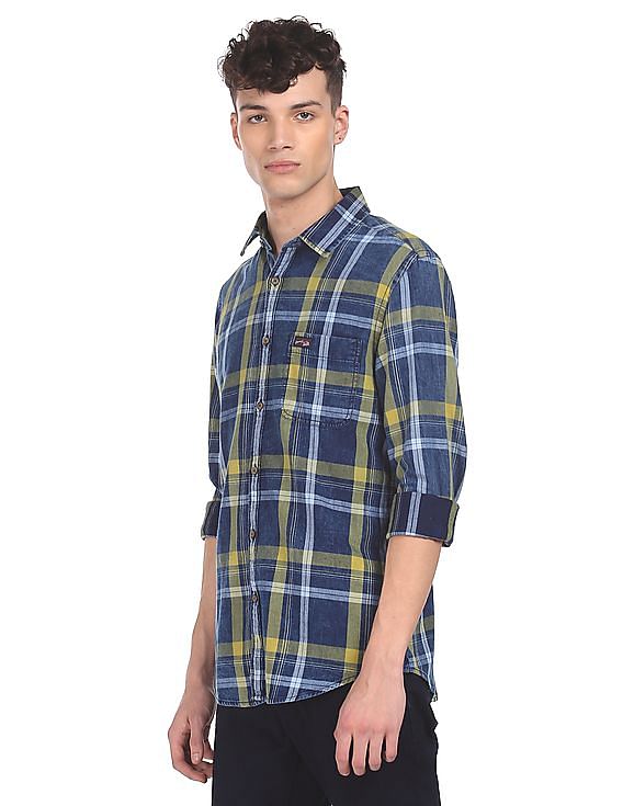 U.S. Polo Assn. Denim Co. Spread Collar Checked Casual Shirt