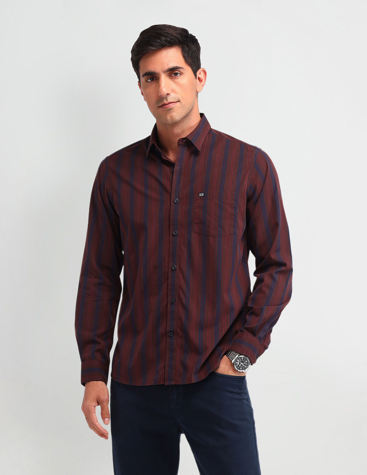 Arrow Sport Vertical Striped Slim Fit Shirt