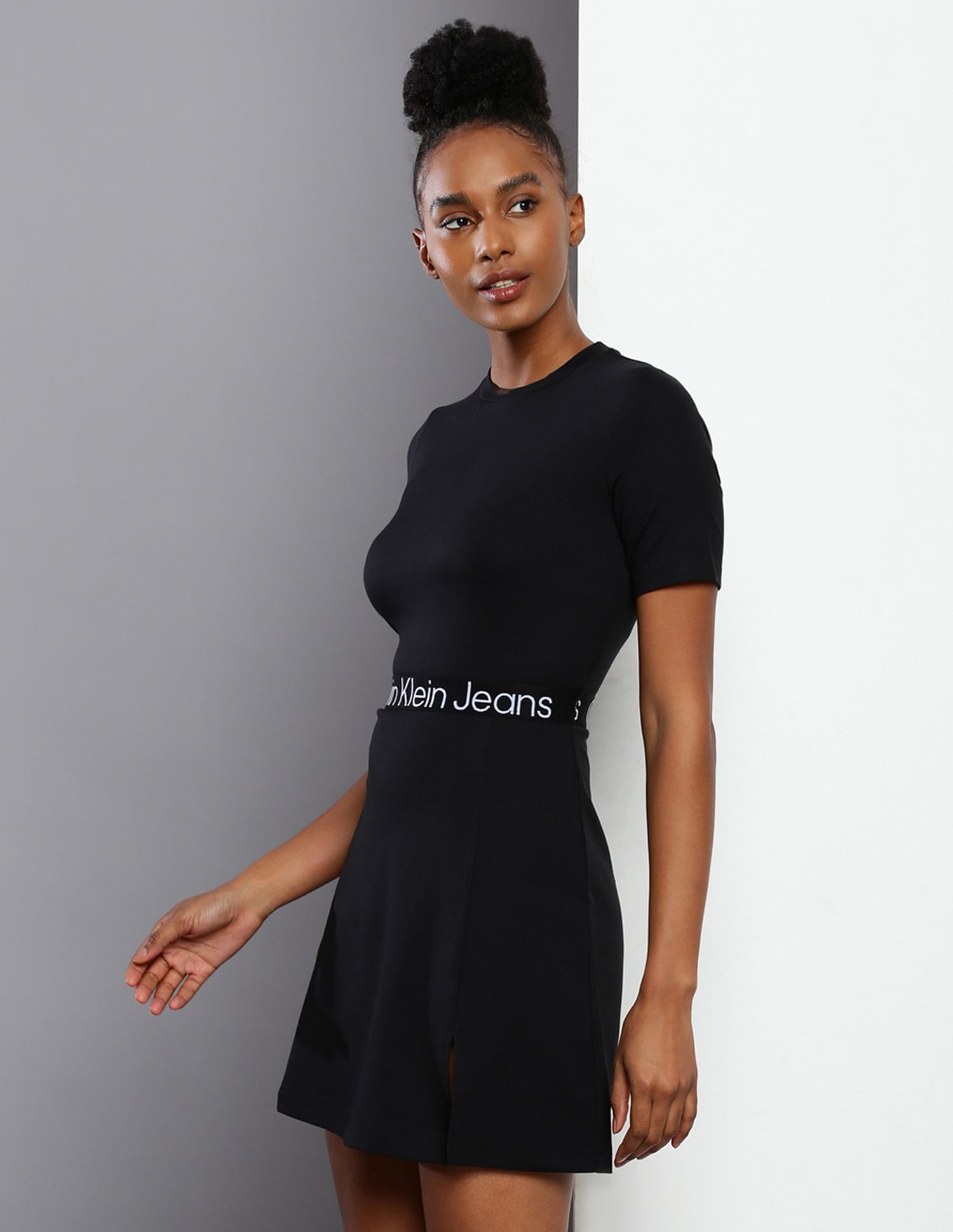 Buy Calvin Klein Brand Tape Solid Dress NNNOW