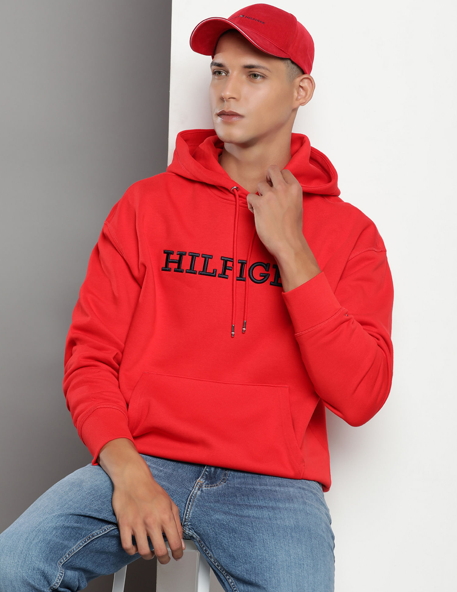 Tommy Transitional Sweatshirt Monotype Buy Embroidered Hilfiger Cotton