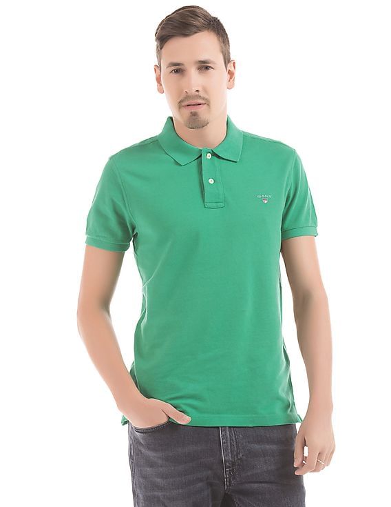 Buy Gant Men Solid Fitted Polo Shirt