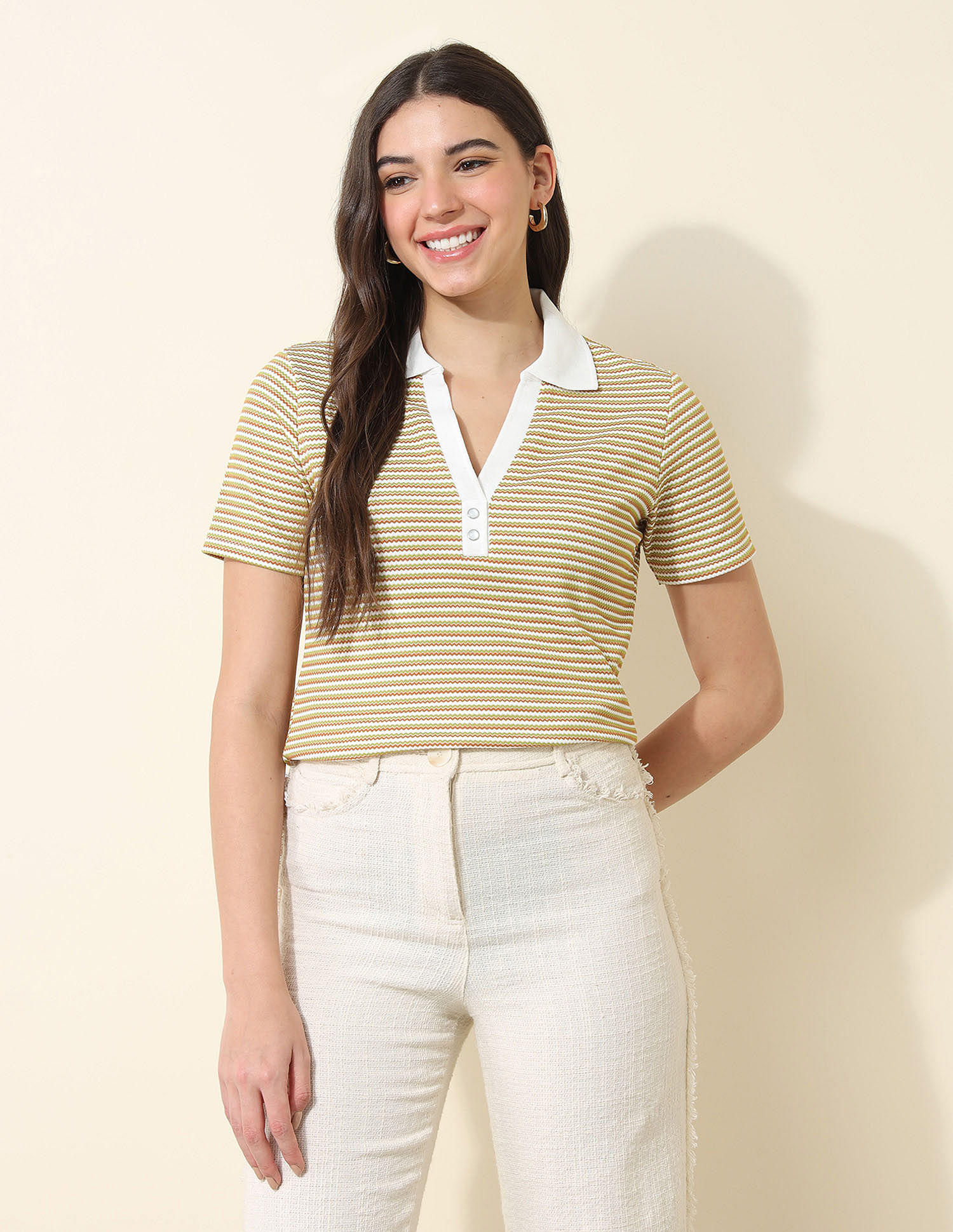 U.S. Polo Assn. Women Relaxed Fit Striped Polo Shirt