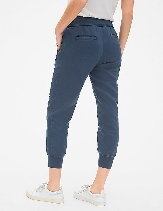 Buy GAP Women Blue Drawstring Joggers in Linen 