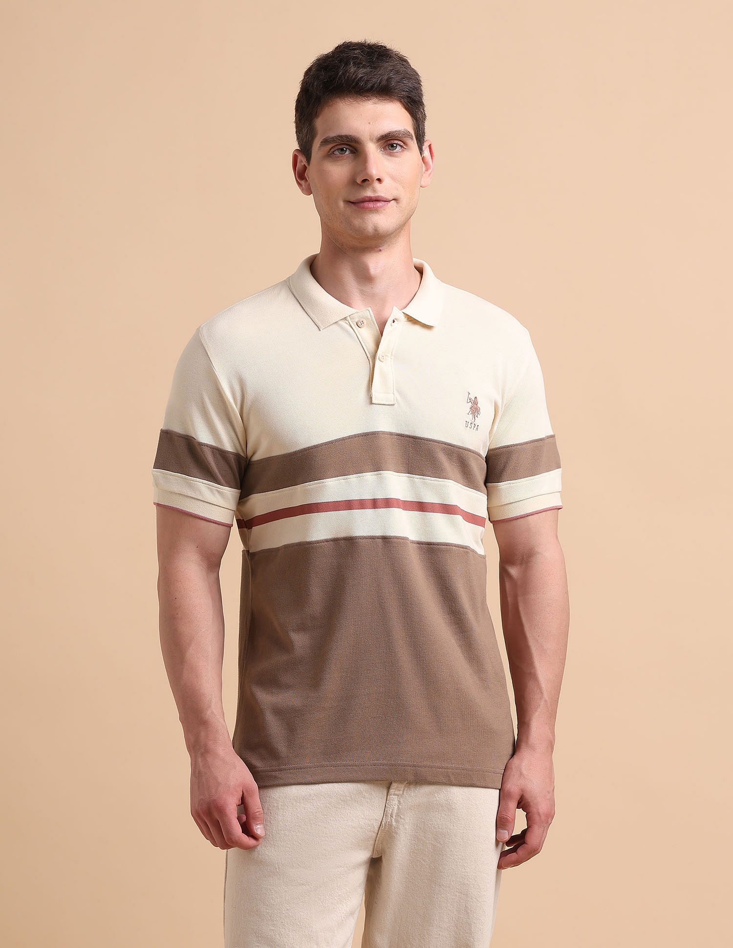 U.S. Polo Assn. Horizontal Striped Pure Cotton Polo Shirt