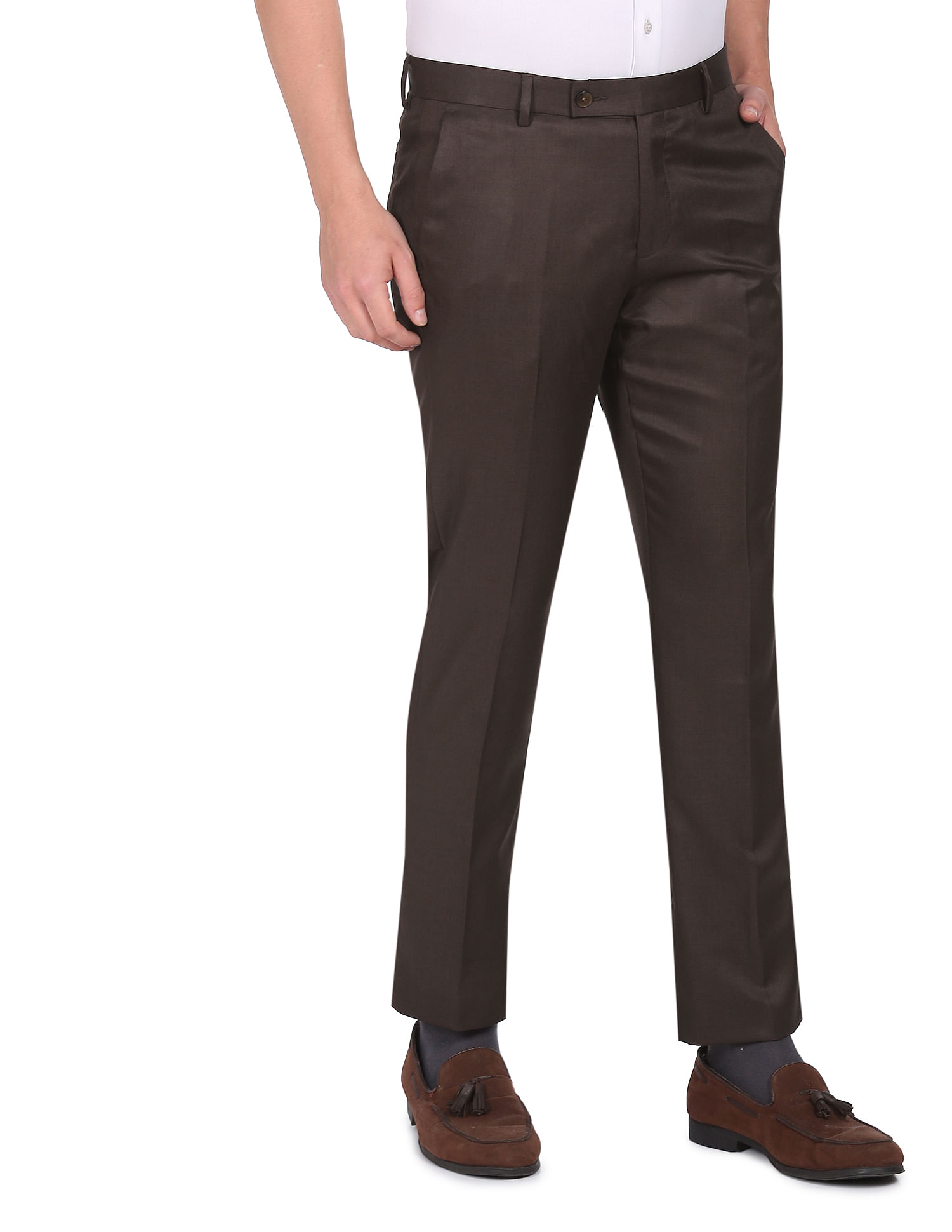 Formal Trouser: Buy Men Brown Cotton Rayon Formal Trouser Online -  Cliths.com