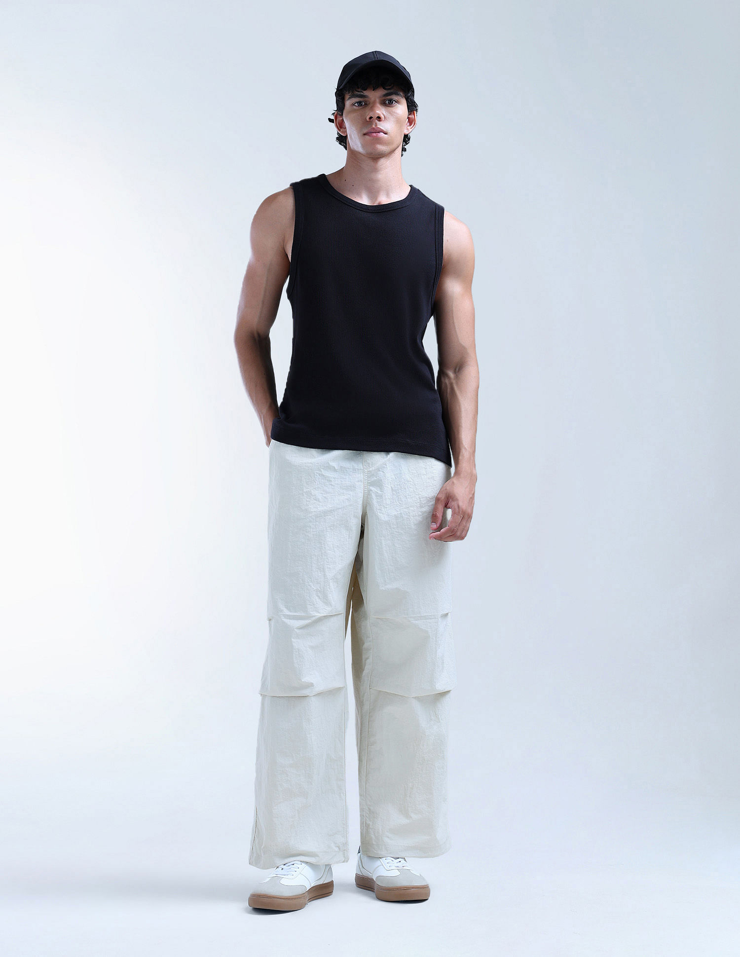 Flying Machine Mid Rise Cobain Loose Fit Parachute Trousers