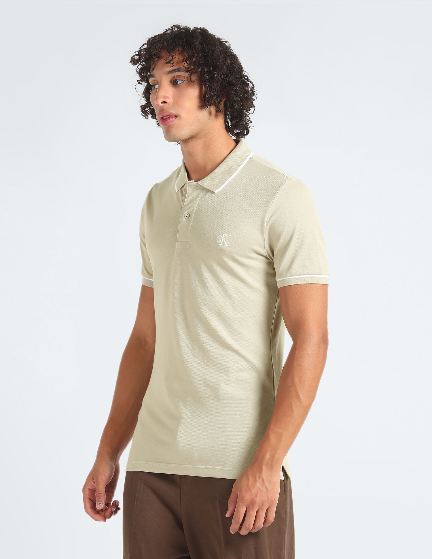 Calvin Klein Men's Liquid Touch Tipped Chest Stripe Polo Shirt