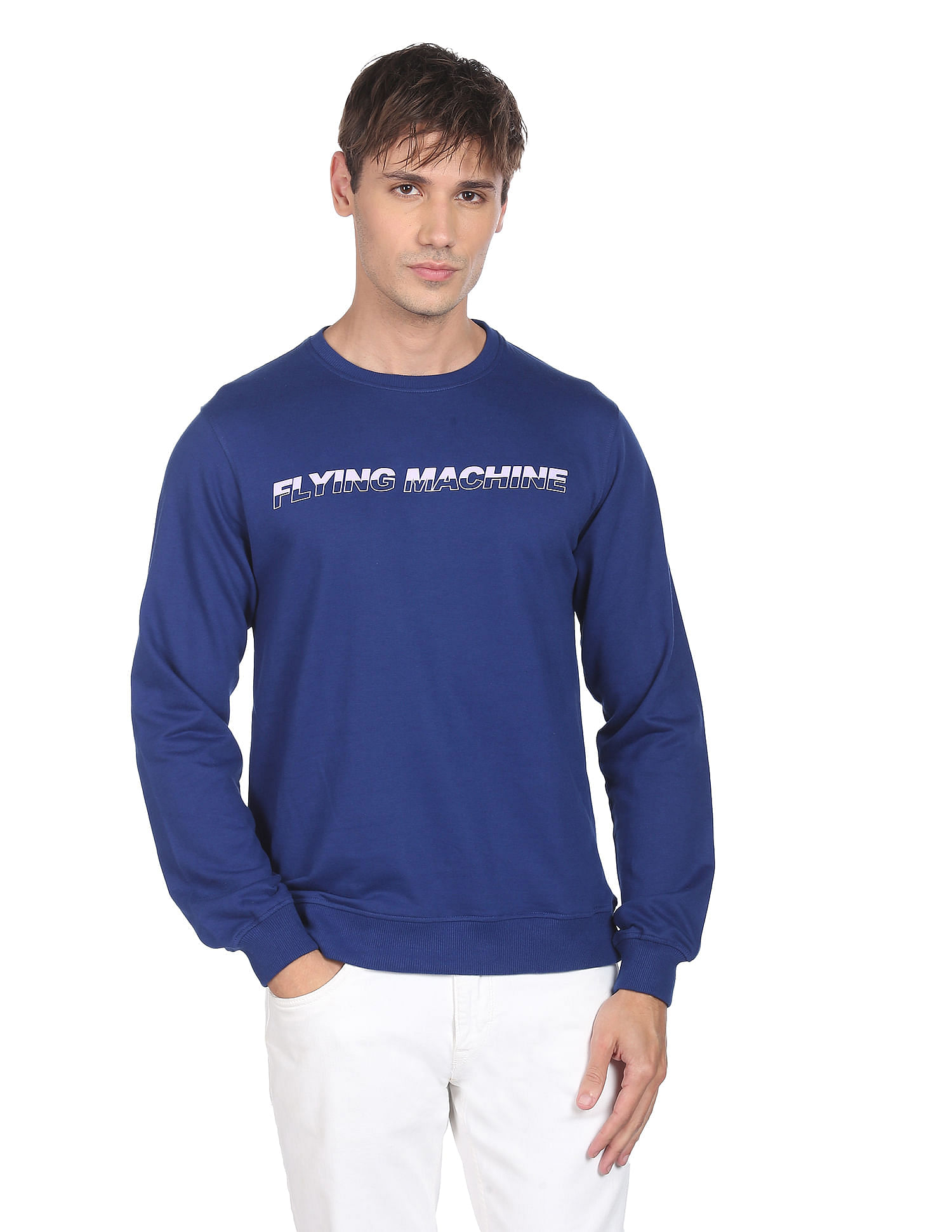 Flying Machine Crew Neck Typographic Print Sweatshirt