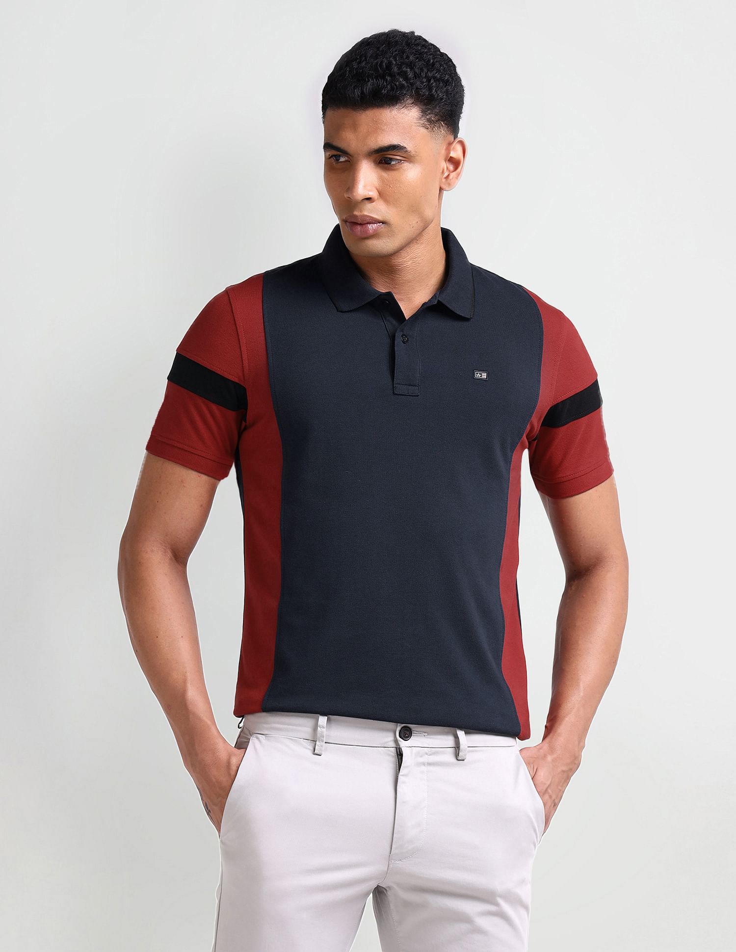 Arrow Sport Short Sleeve Color Block Polo Shirt