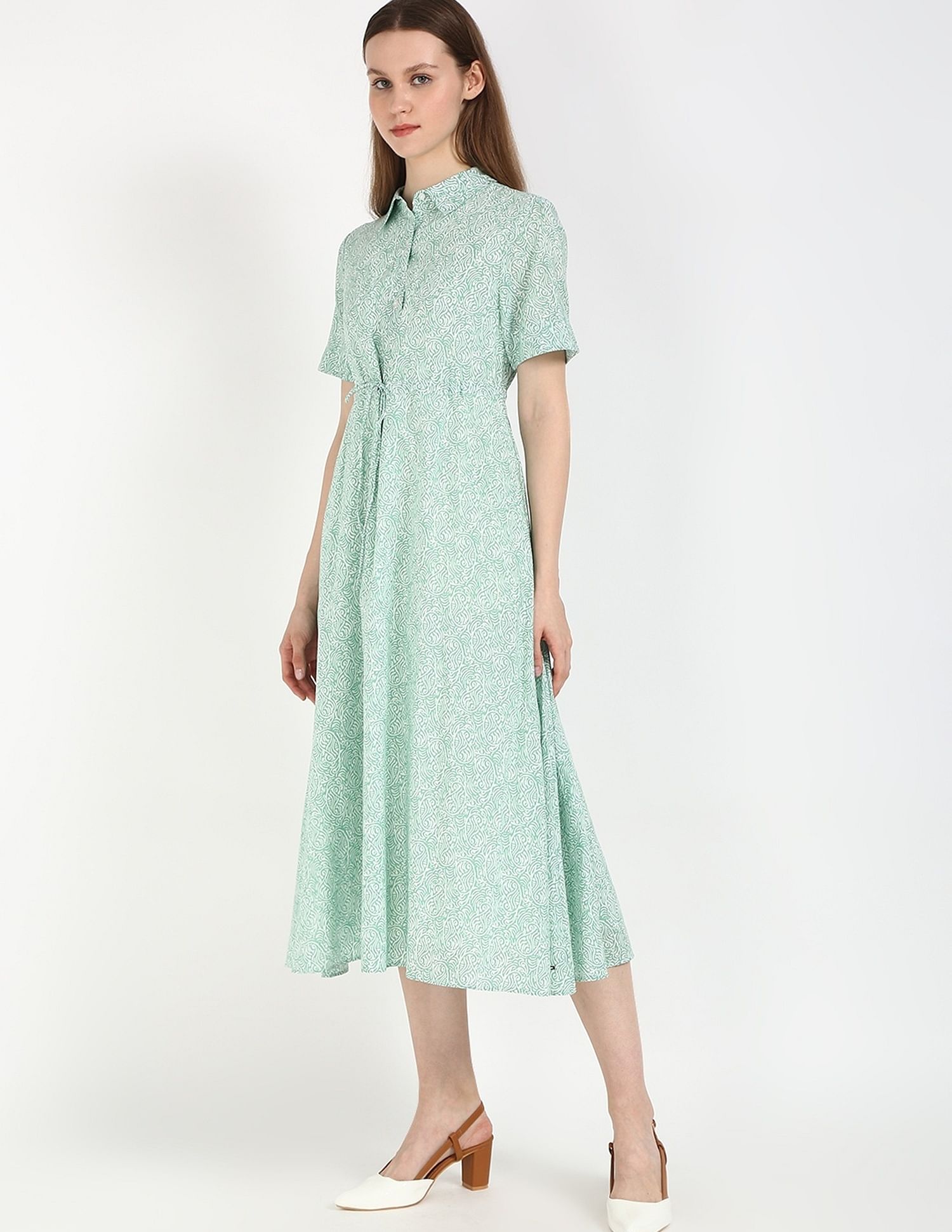 Tommy Hilfiger Cotton Spread Collar A-Line Dress