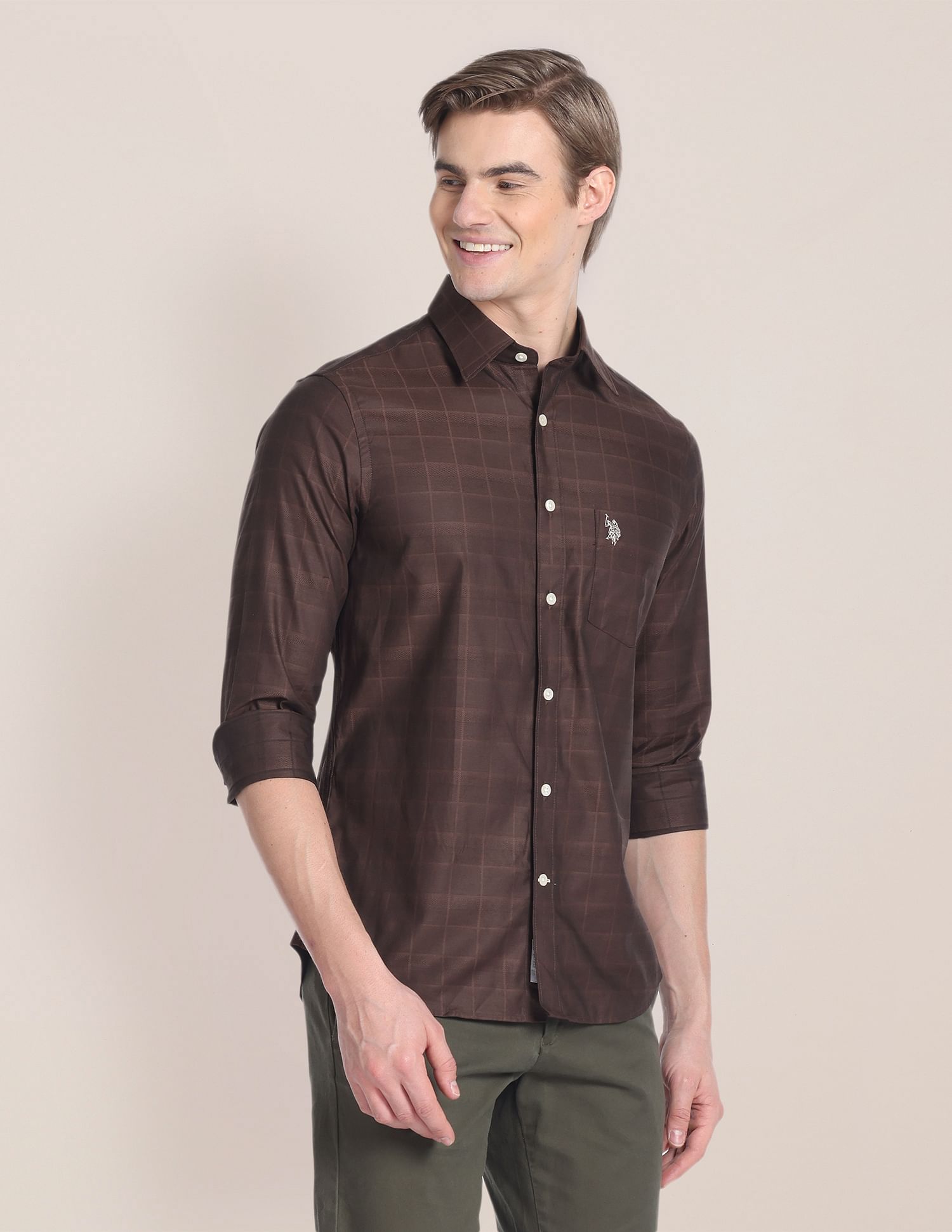 U.S. Polo Assn. Spread Collar Checked Shirt