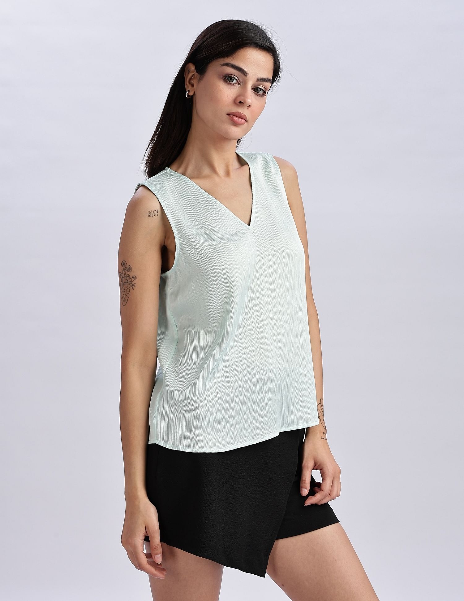 Calvin Klein Jeans Regular Fit Polyester V-Neck Tops