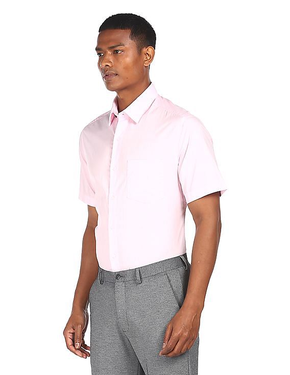 Mens pink short sleeve on sale shirt