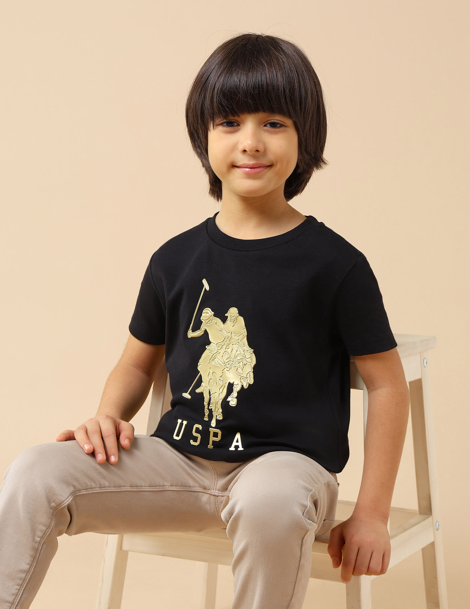 Buy Polo Kids Boys Graphic Brand Embossed Regular Fit