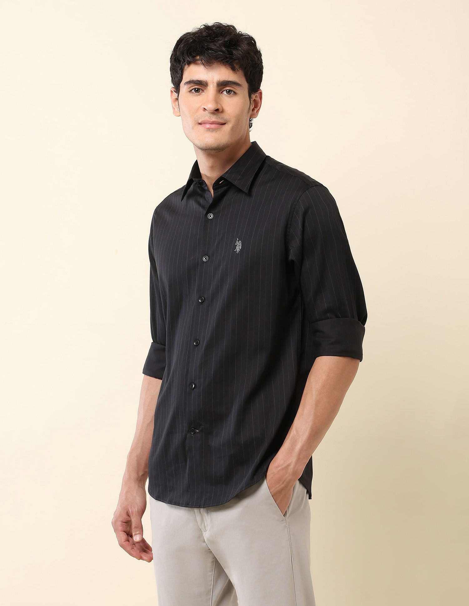 U.S. Polo Assn. Pinstriped Tailored Fit Shirt