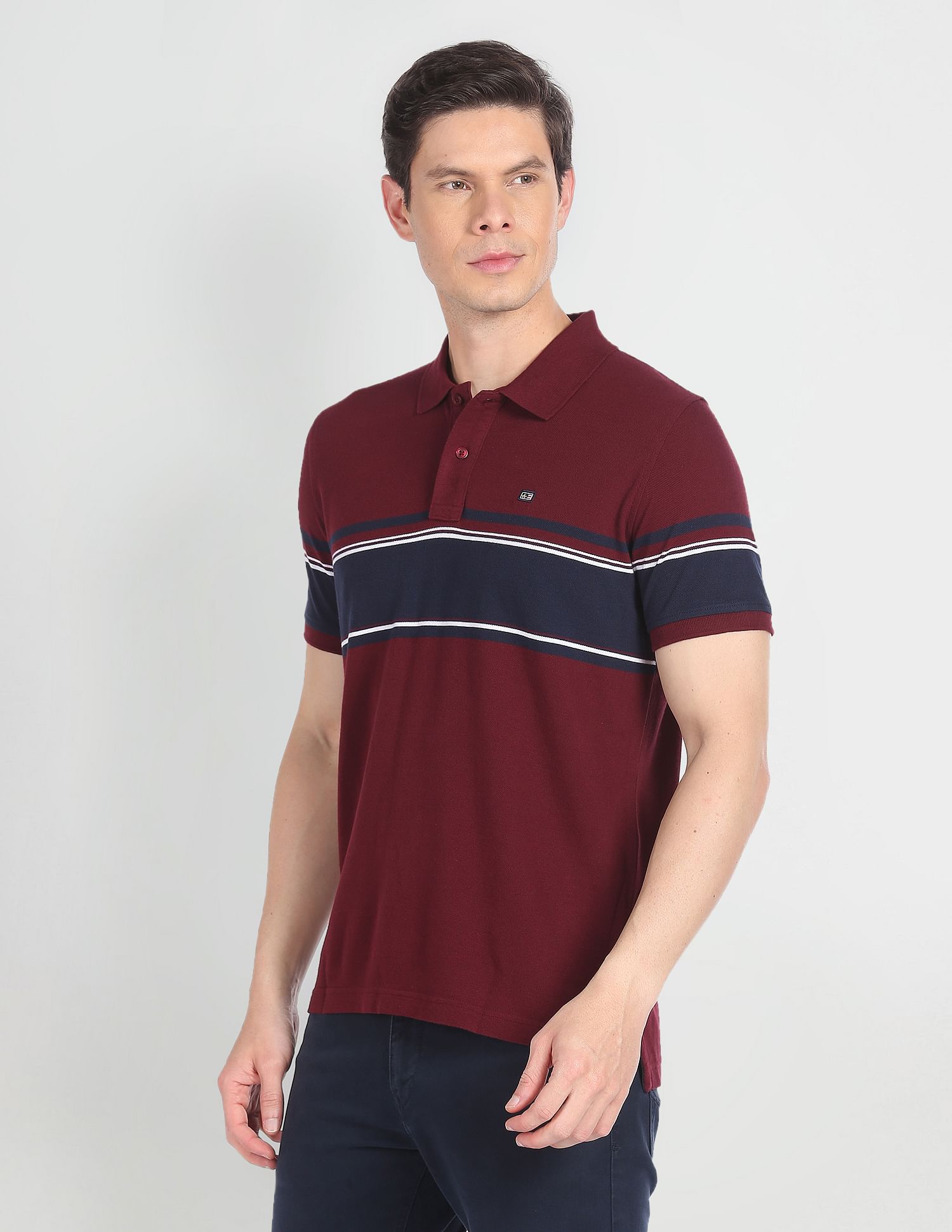 Arrow Sports Cotton Horizontal Stripe Polo Shirt