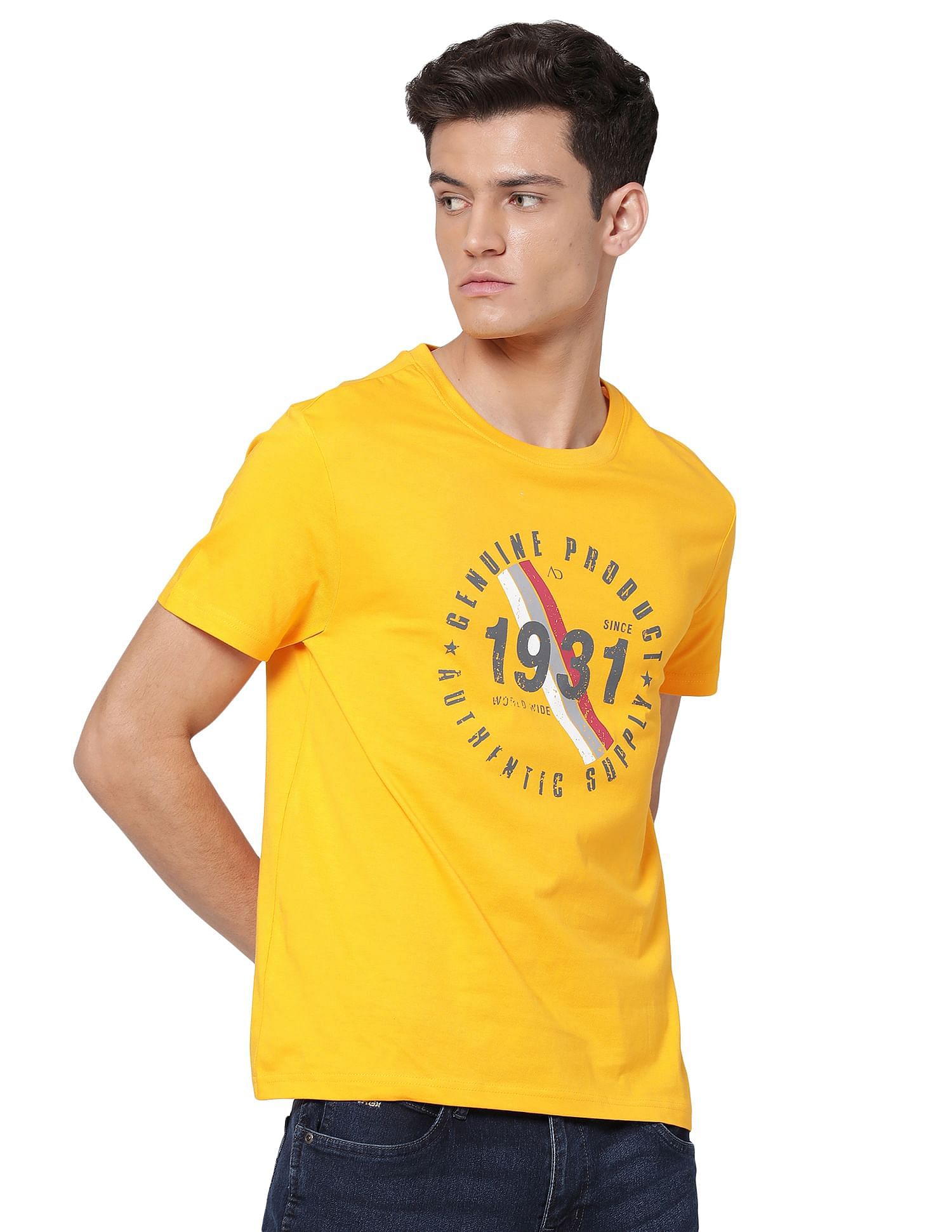 AD by Arvind Crew Neck Graphic Print T-Shirt