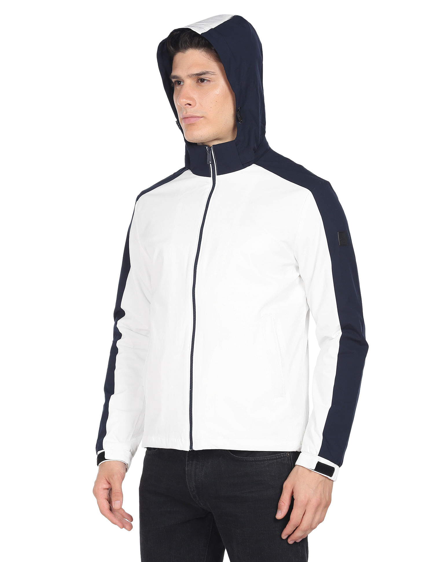 Arrow Sports Hooded Colour Block Jacket