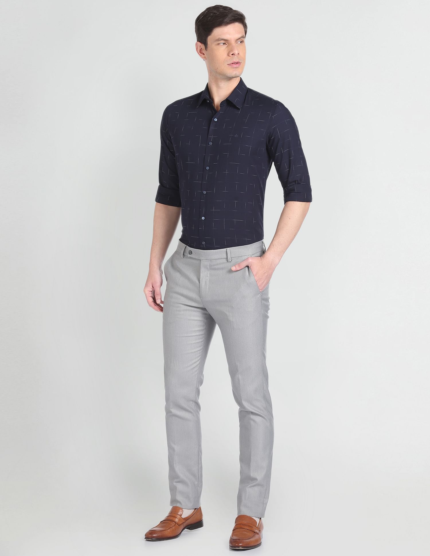 Arrow Newyork Windowpane Check Twill Shirt