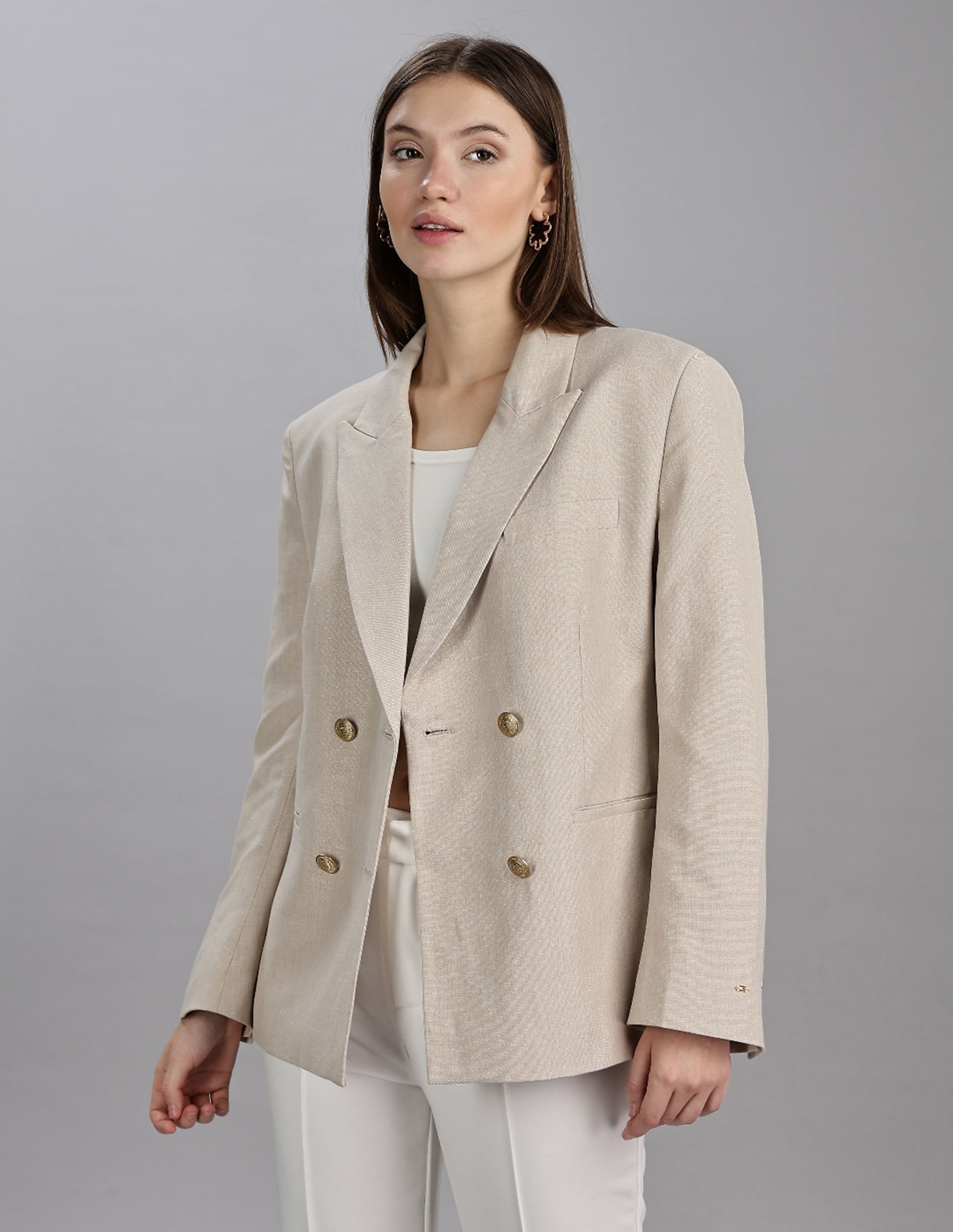 Buy Tommy Hilfiger Embroidered Logo Slim-Fit Polyester Blazer