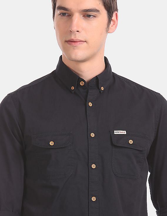 U.S. Polo Assn. Denim Co. Button Down Collar Solid Casual Shirt