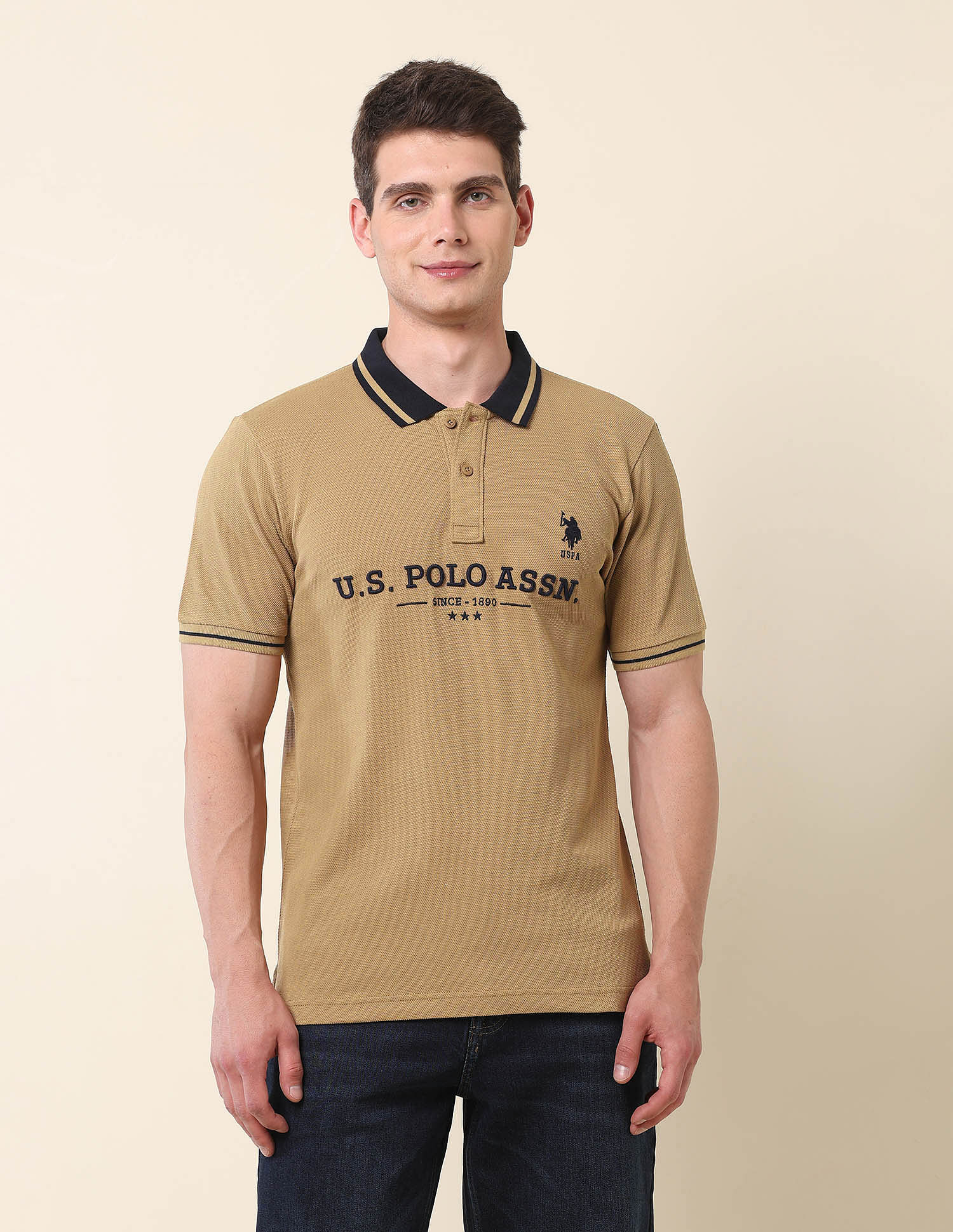U.S. Polo Assn. Brand Embroidered Gold Cup Polo Shirt