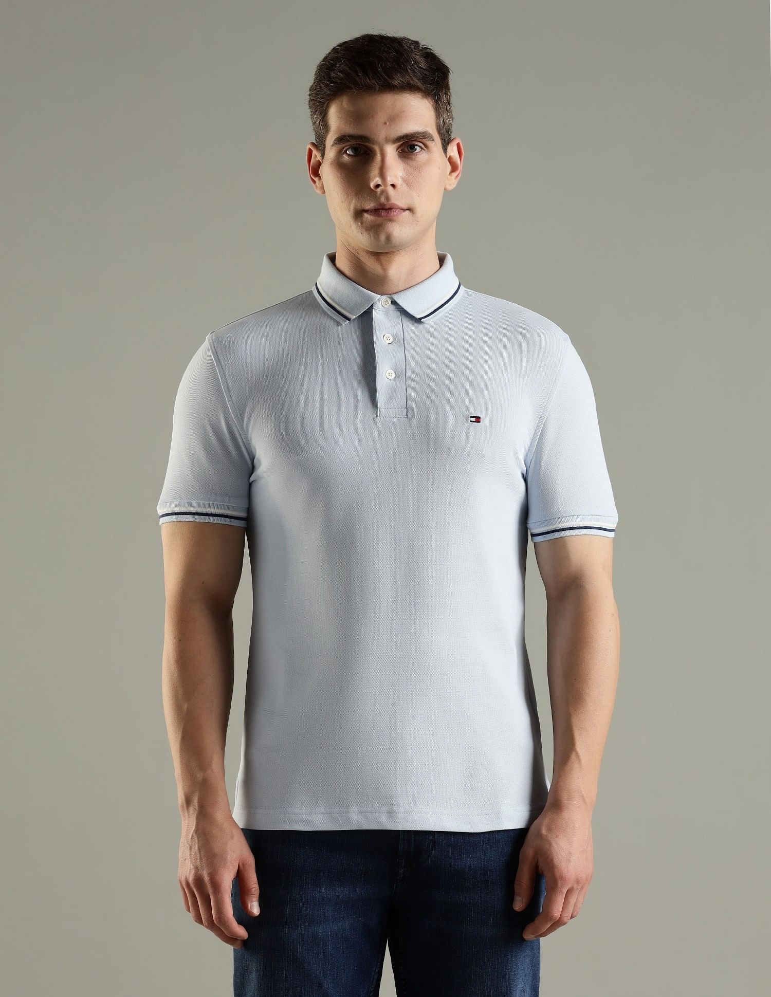 Tommy Hilfiger Solid Slim Fit Cotton Polo T-Shirt