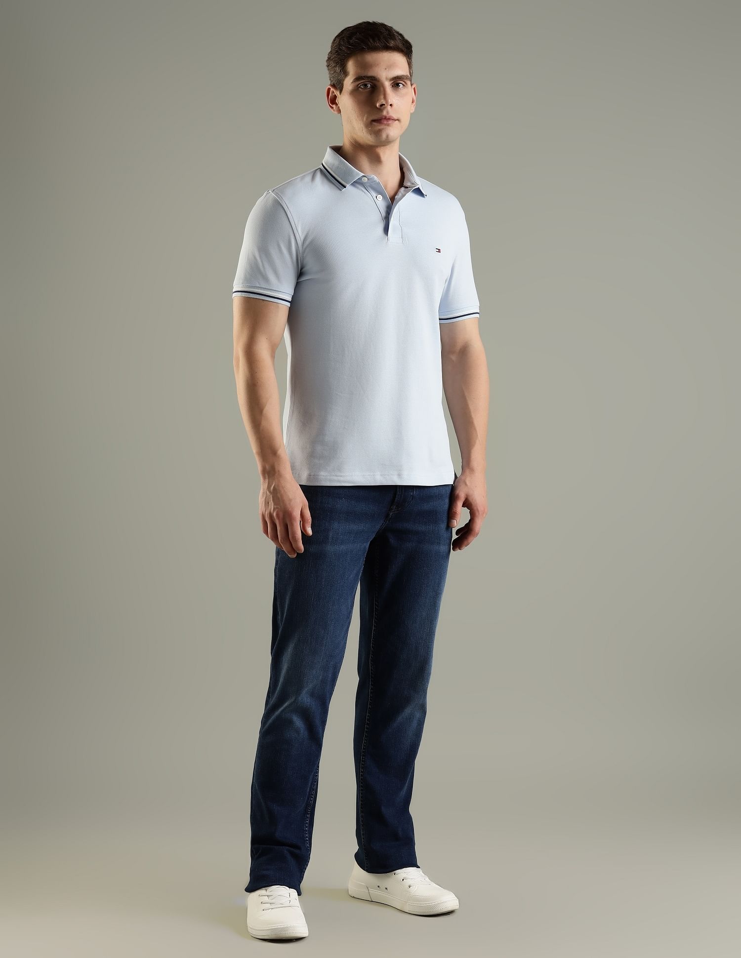 Tommy Hilfiger Solid Slim Fit Cotton Polo T-Shirt