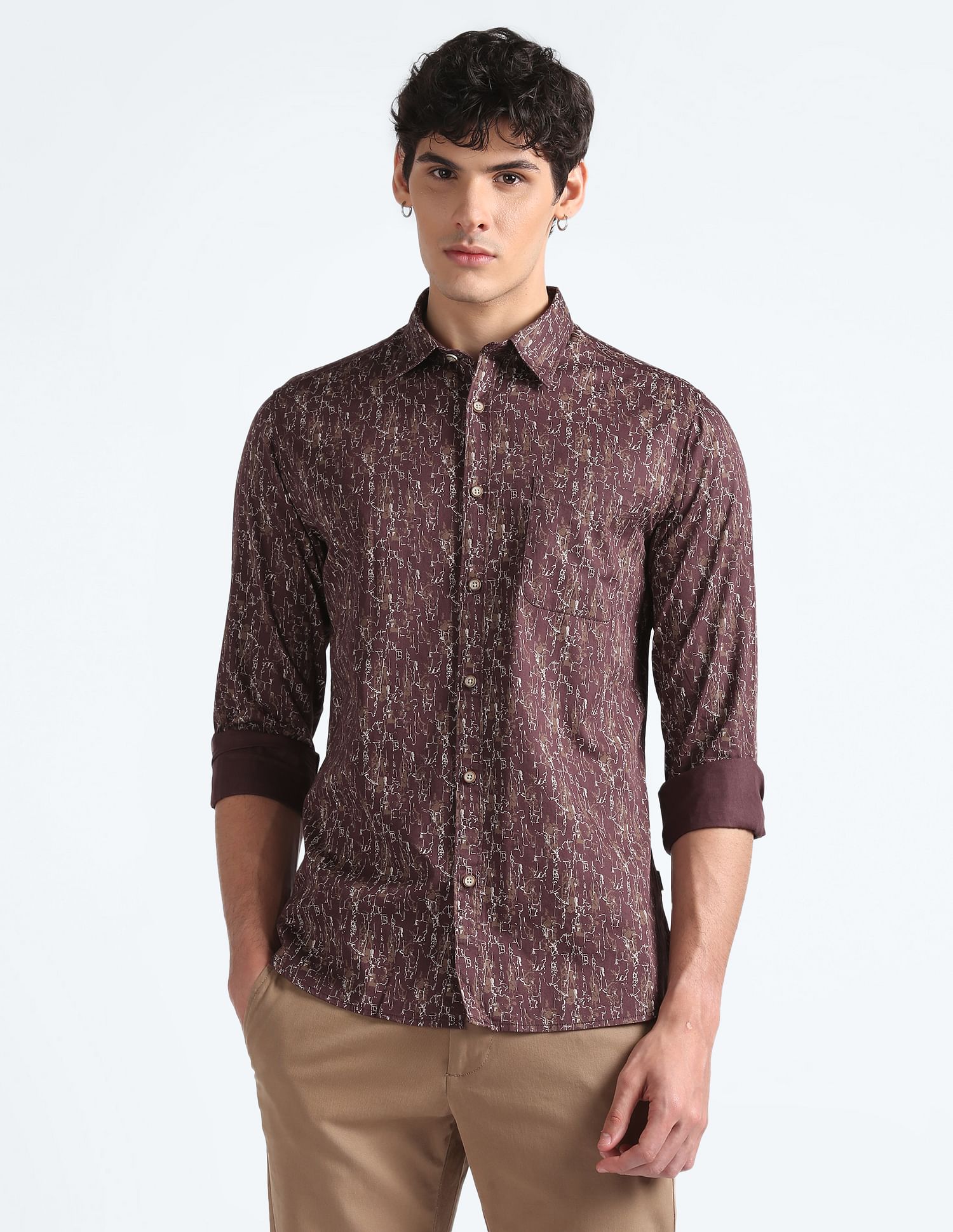 Flying Machine Twill Cotton Shirt
