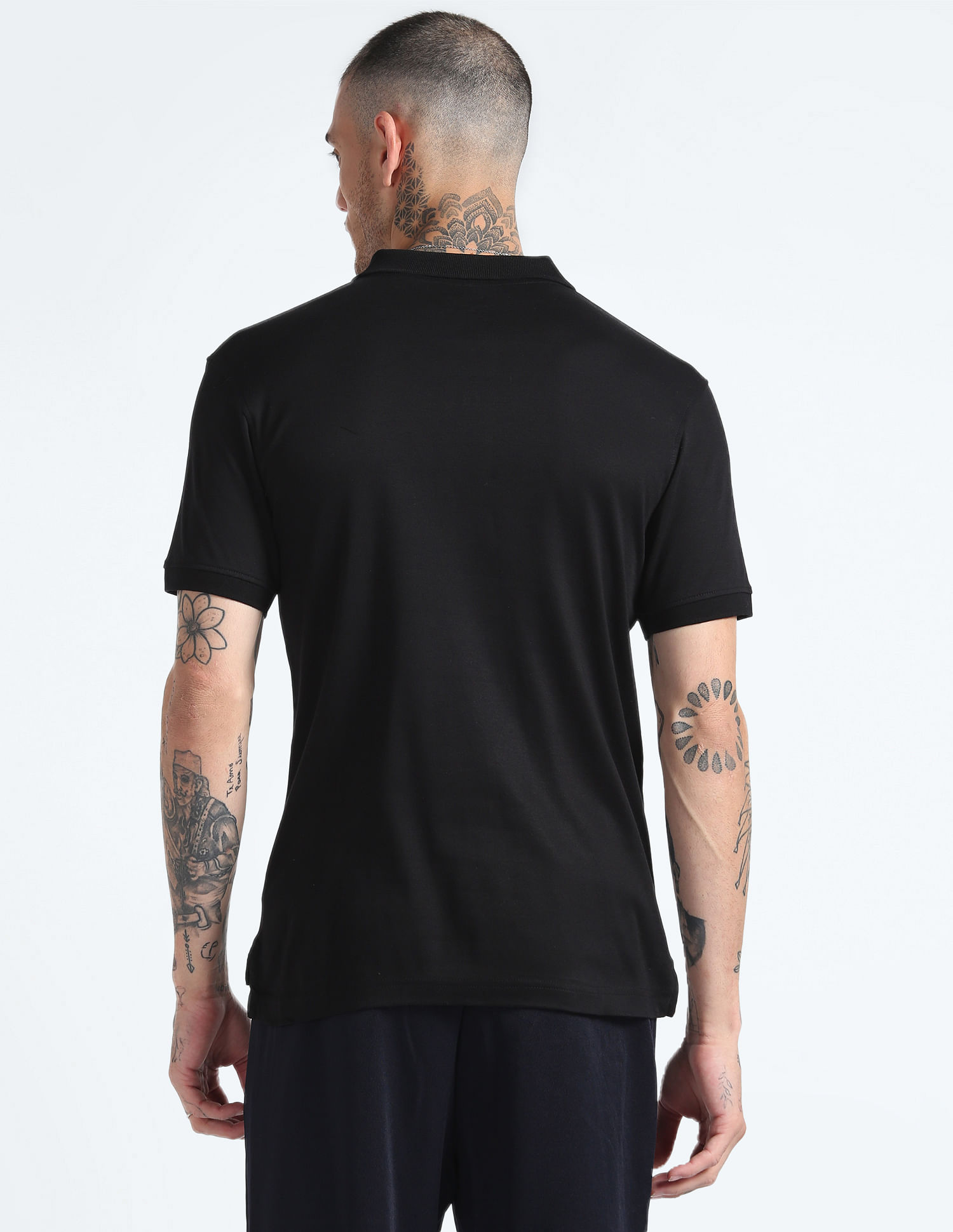 Flying Machine Solid Cotton Polo Shirt